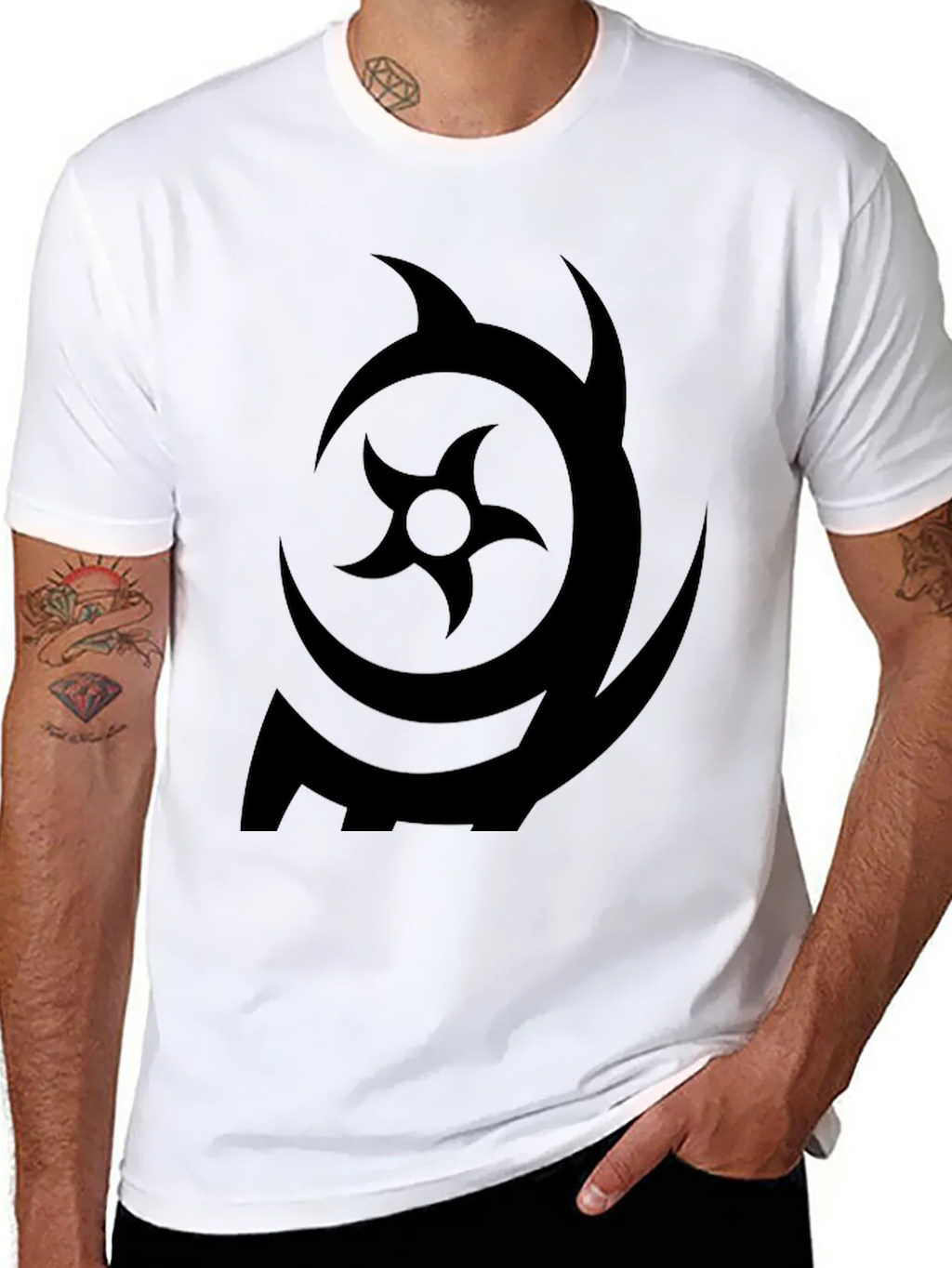 Symbol Print Black Crew Neck T-Shirt product image 10