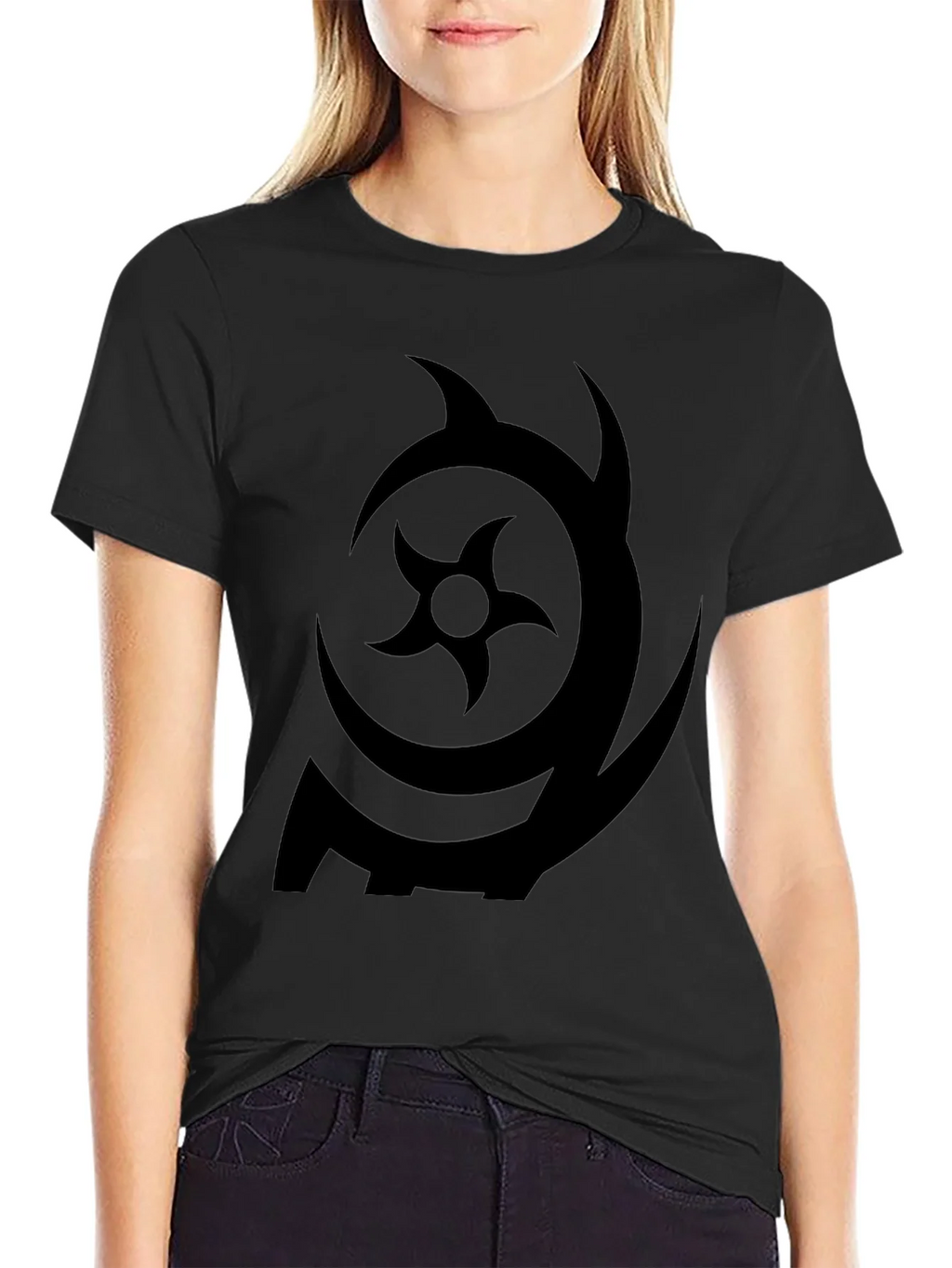 Symbol Print Black Crew Neck T-Shirt product image 5