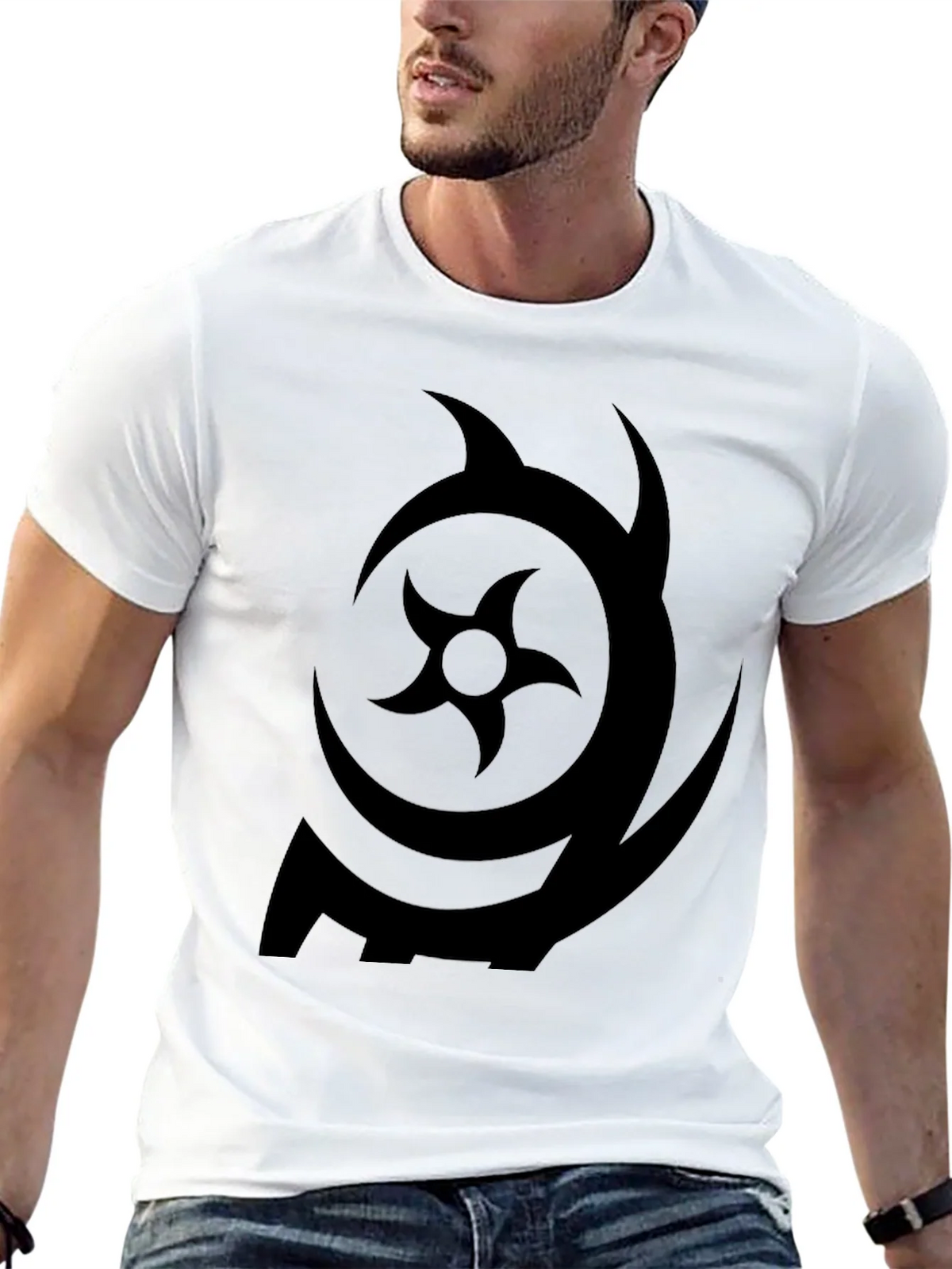 Symbol Print Black Crew Neck T-Shirt product image 4
