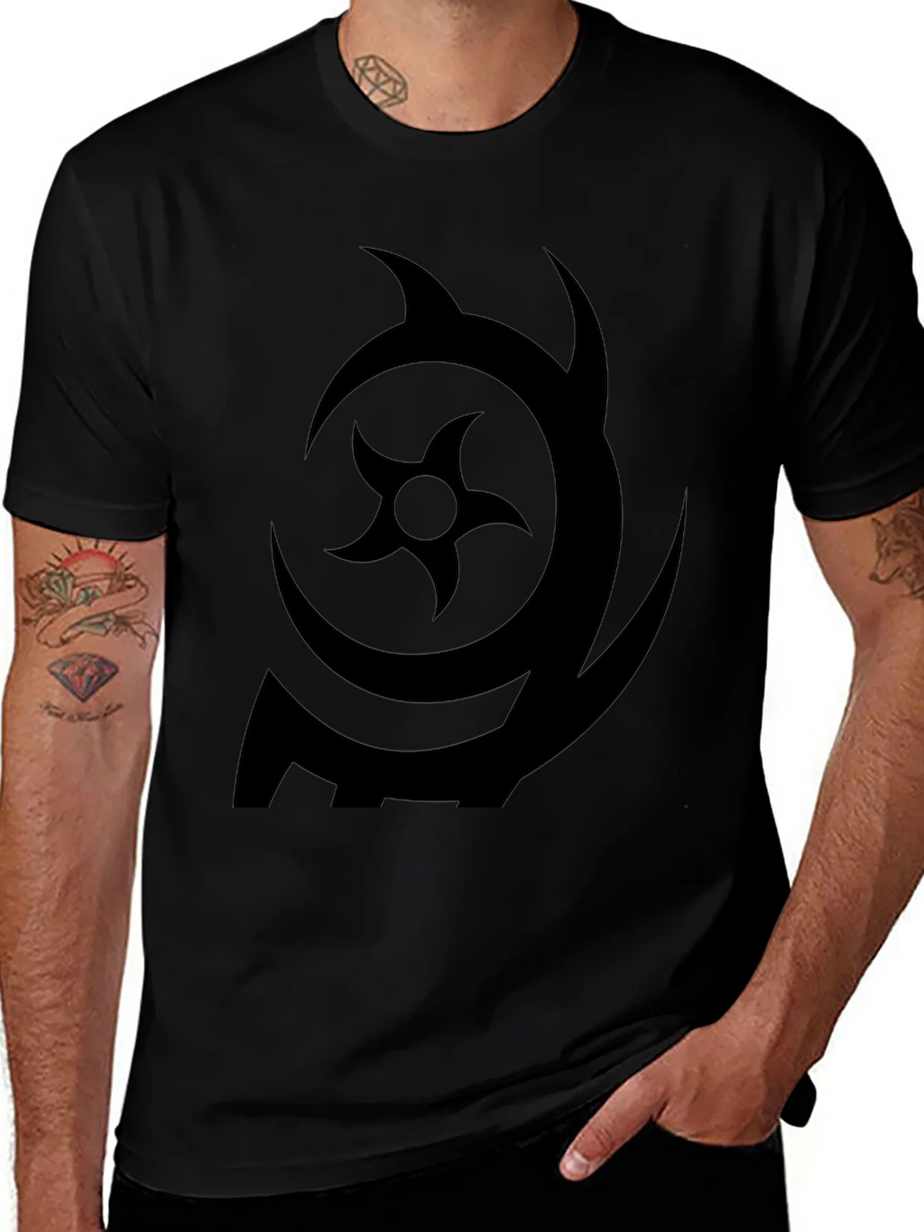 Symbol Print Black Crew Neck T-Shirt product image 1