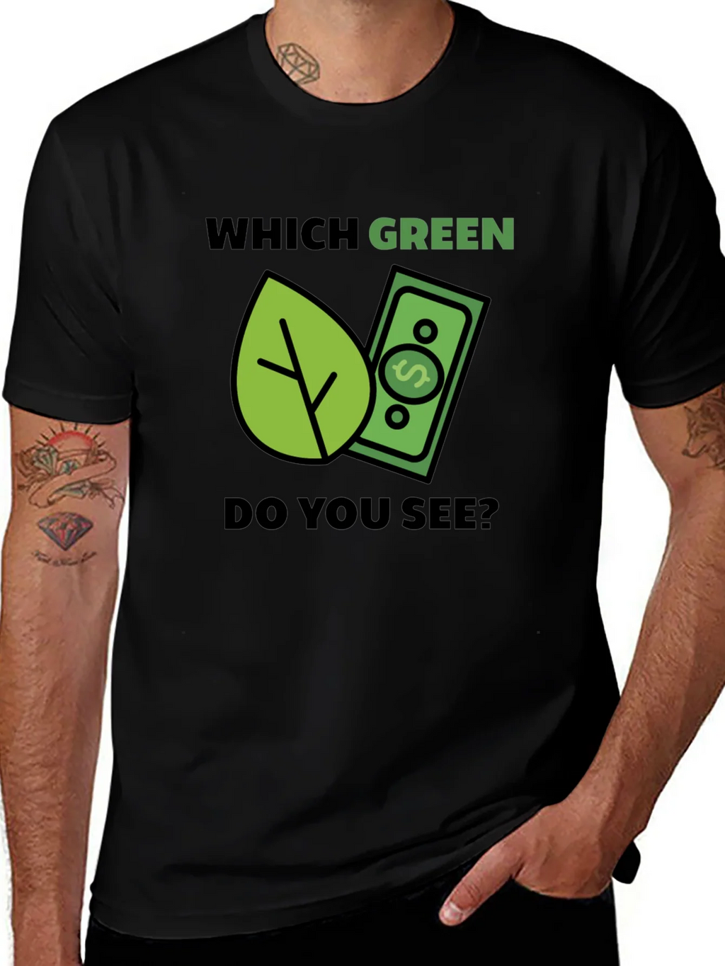 Which Green? T-Shirt - Eco & Money Design Tee product image 1