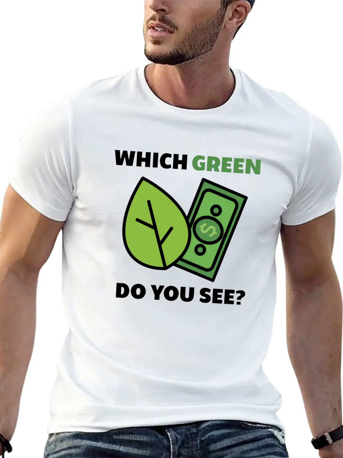 Which Green? T-Shirt - Eco & Money Design Tee product image 4