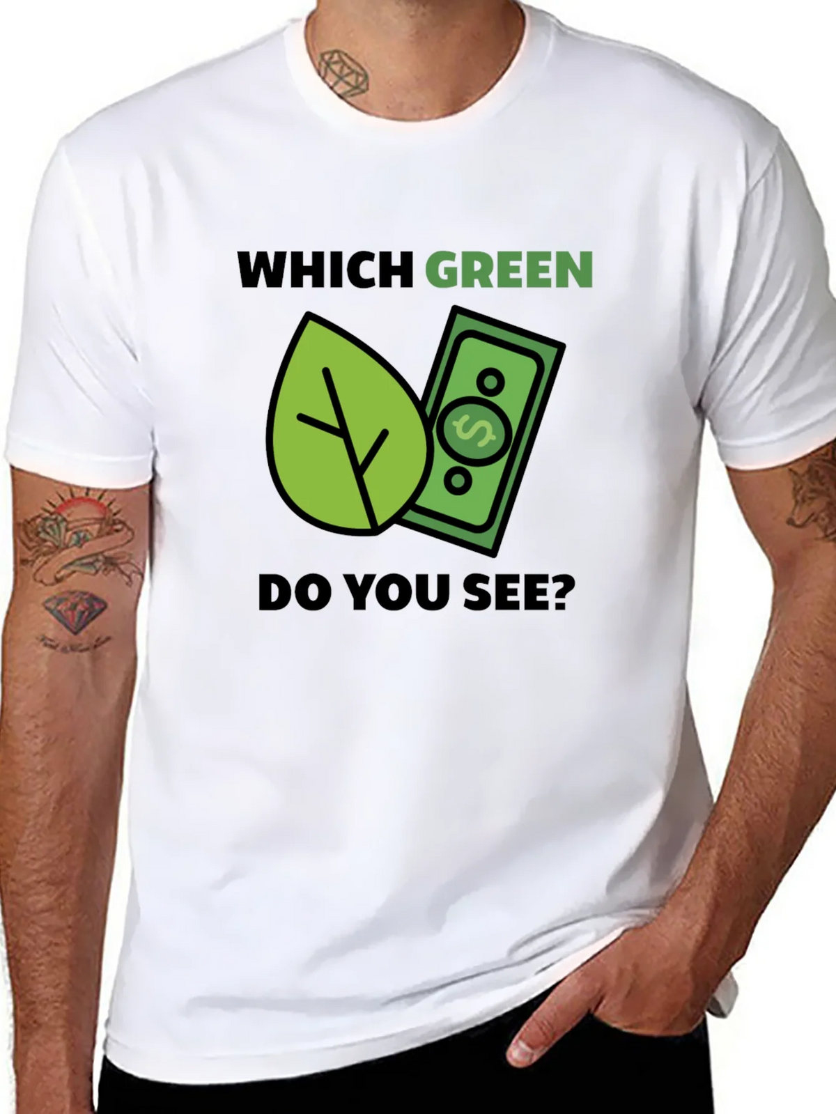 Which Green? T-Shirt - Eco & Money Design Tee product image 10