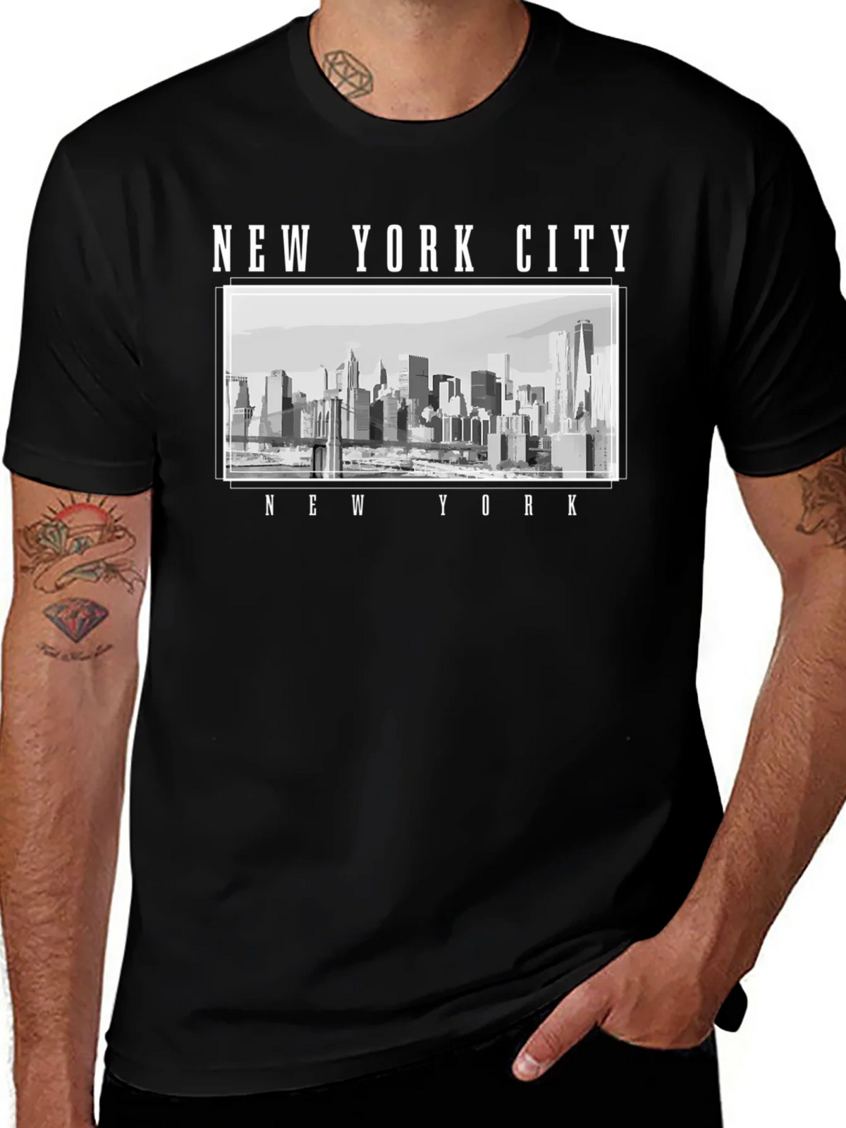 New York City Skyline Graphic T-Shirt - Black product image 1