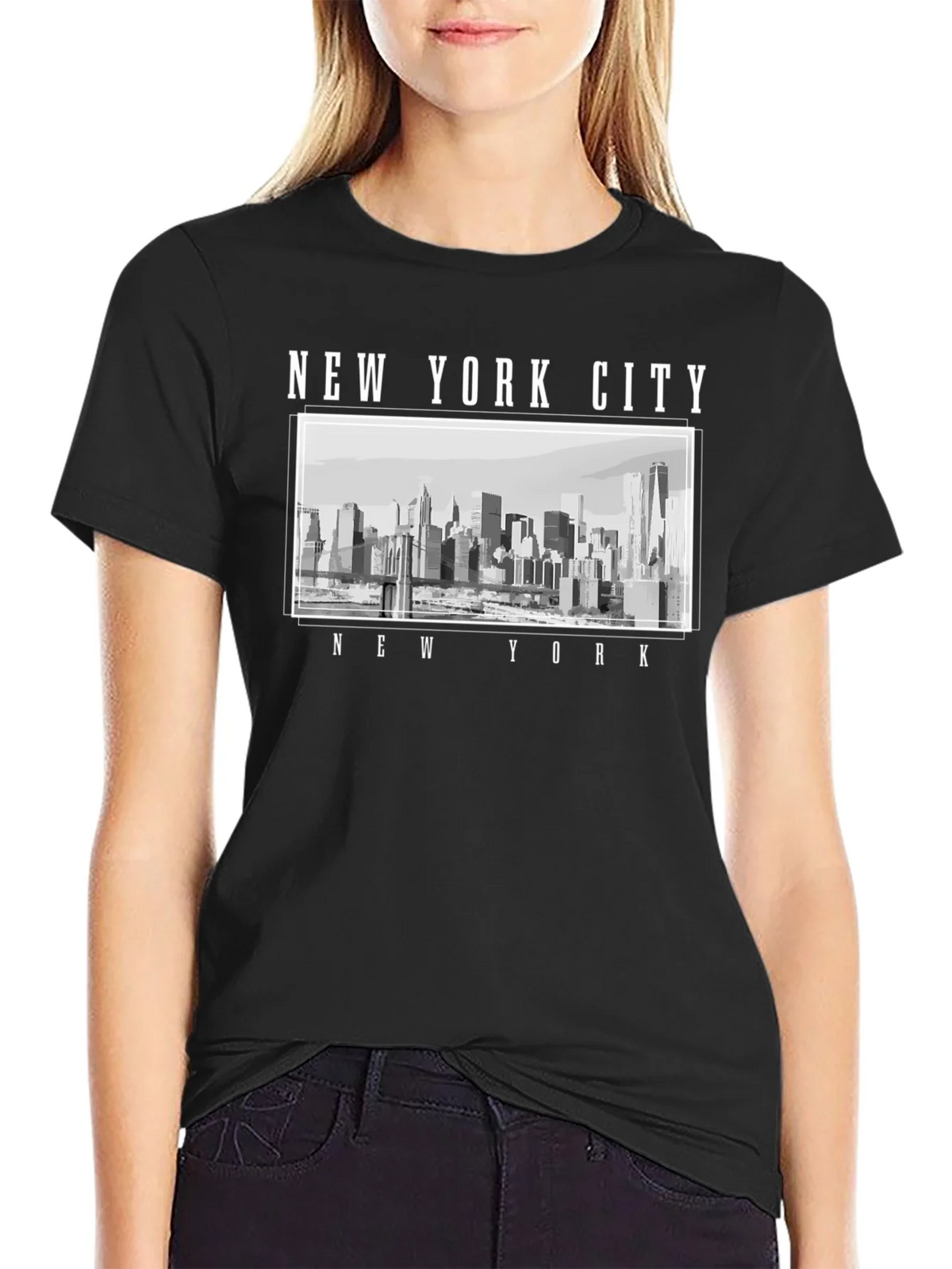New York City Skyline Graphic T-Shirt - Black product image 4
