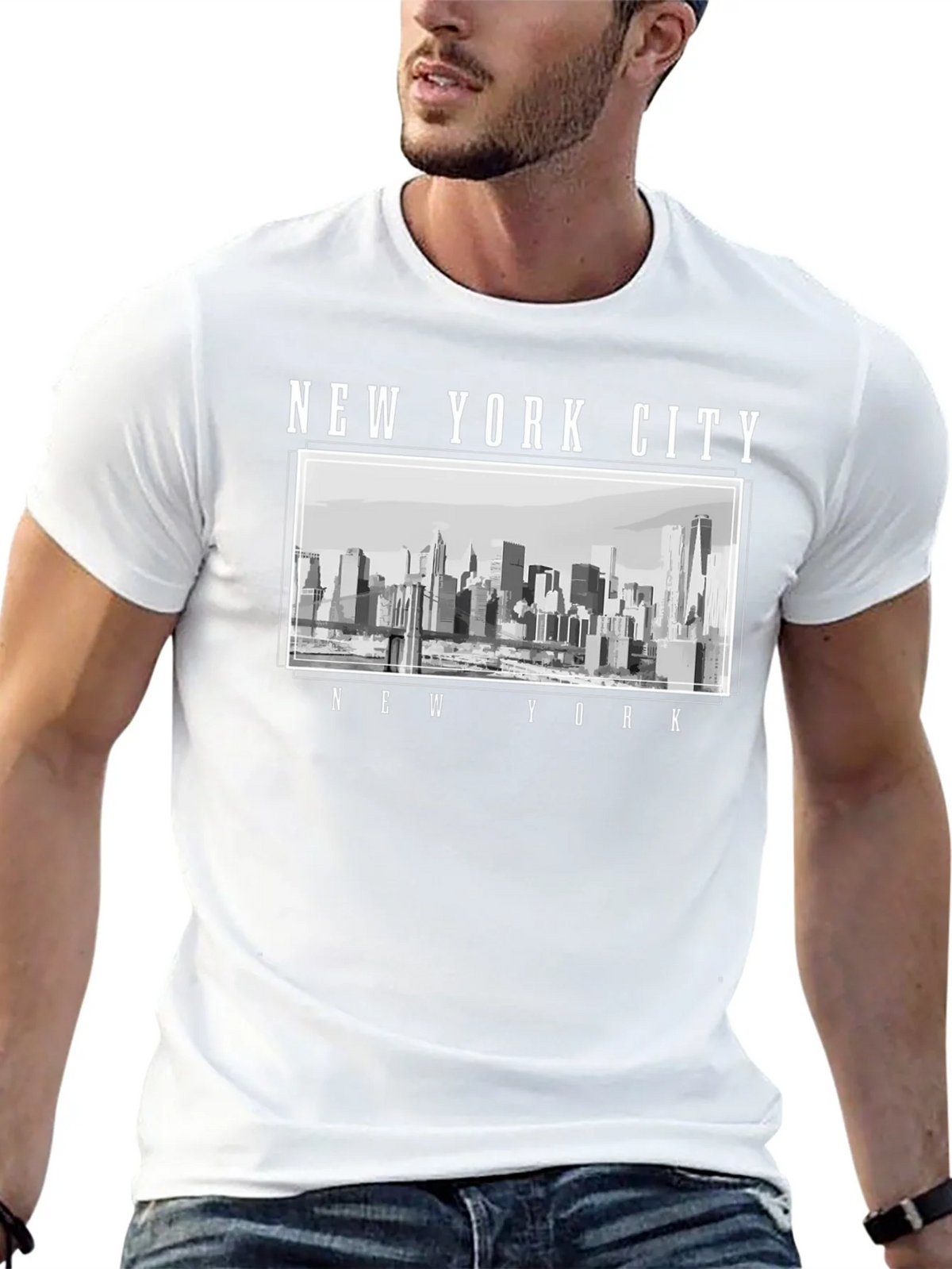 New York City Skyline Graphic T-Shirt - Black product image 3
