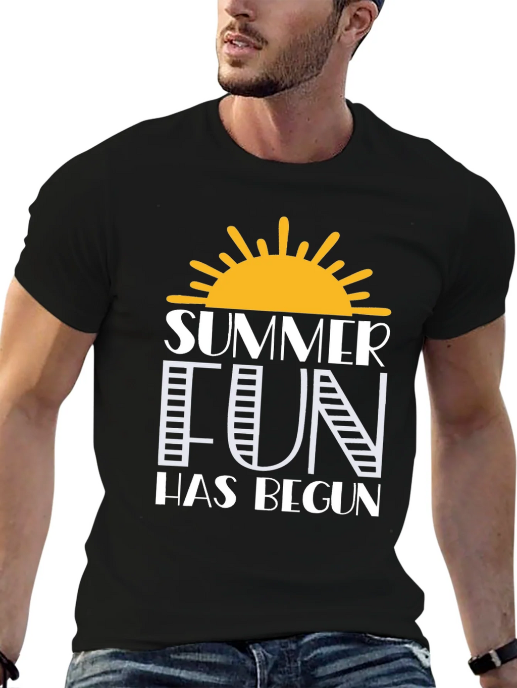 Summer Fun Graphic Tee - Black Cotton T-Shirt product image 8