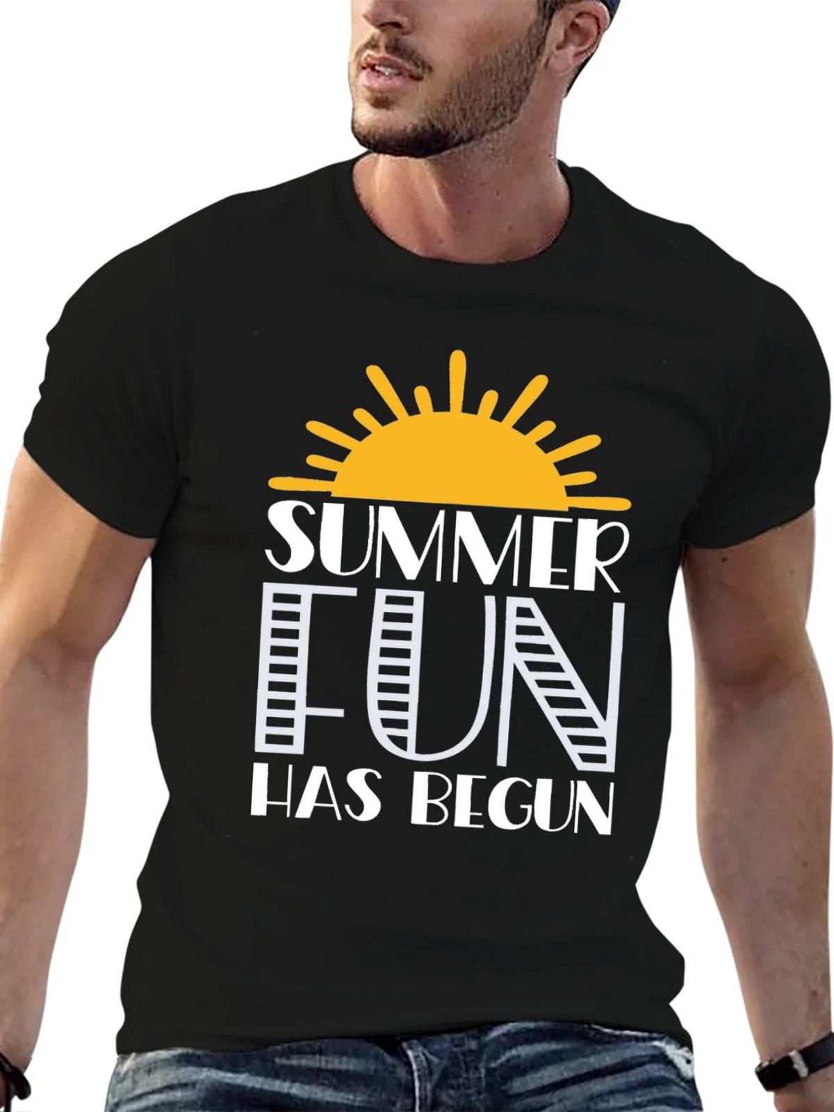 Summer Fun Graphic Tee - Black Cotton T-Shirt product image 8