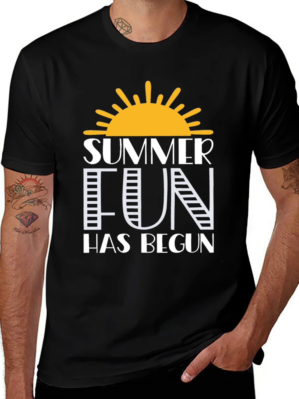 Summer Fun Graphic Tee - Black Cotton T-Shirt product image 1