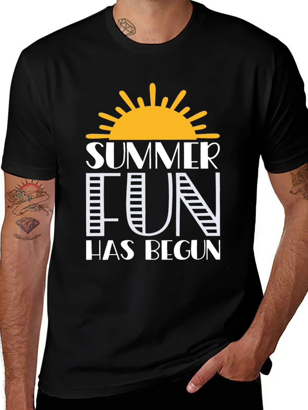 Summer Fun Graphic Tee - Black Cotton T-Shirt product image 1