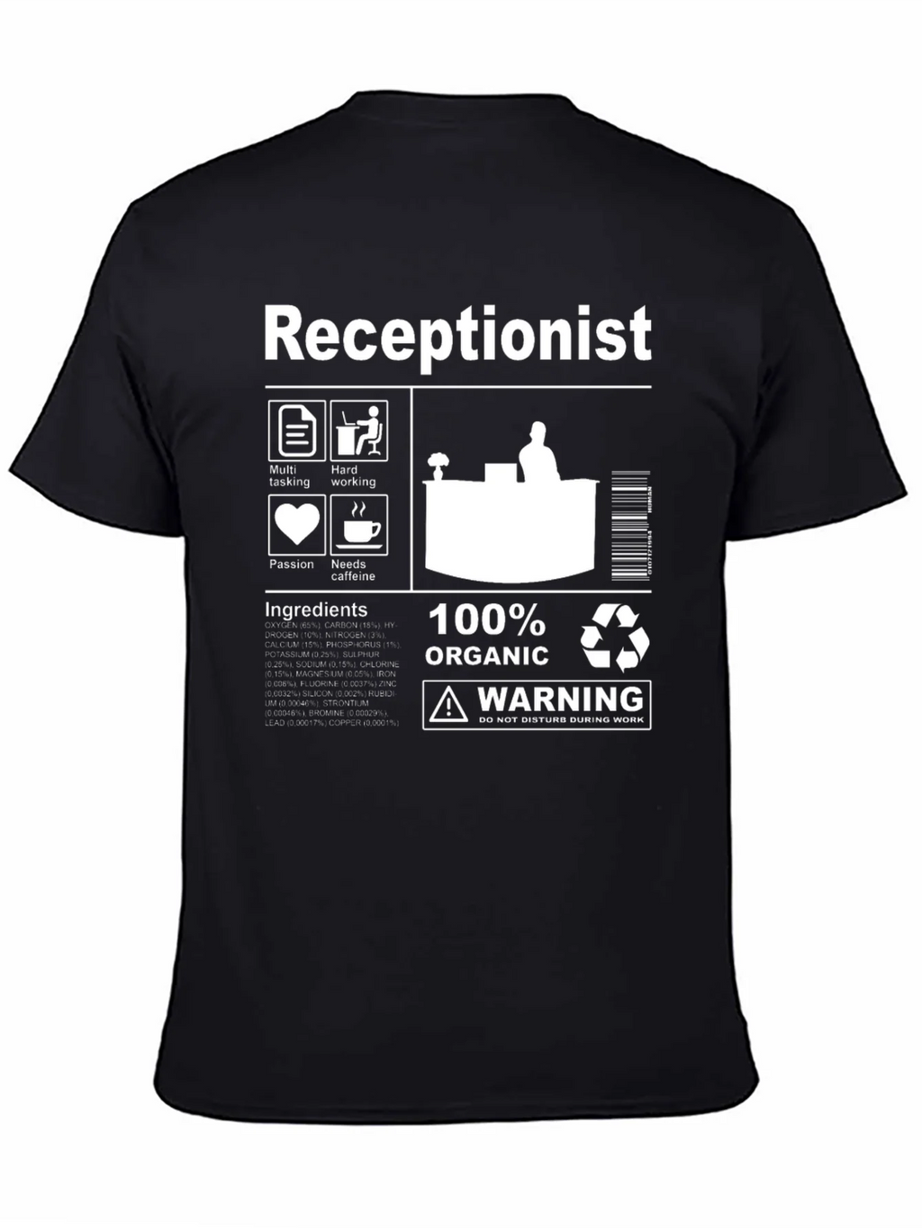 Receptionist Organic Ingredients T-Shirt product image 7