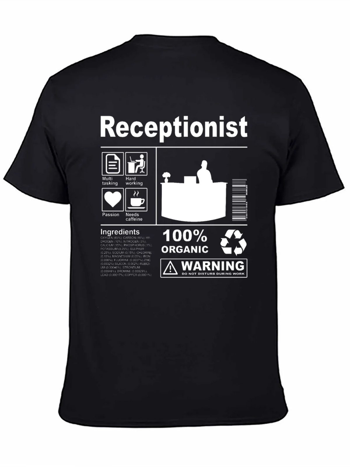 Receptionist Organic Ingredients T-Shirt product image 7