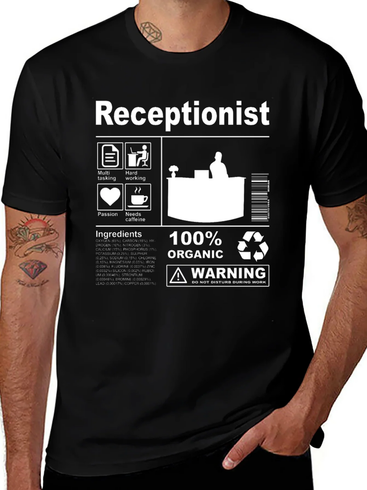 Receptionist Organic Ingredients T-Shirt product image 1