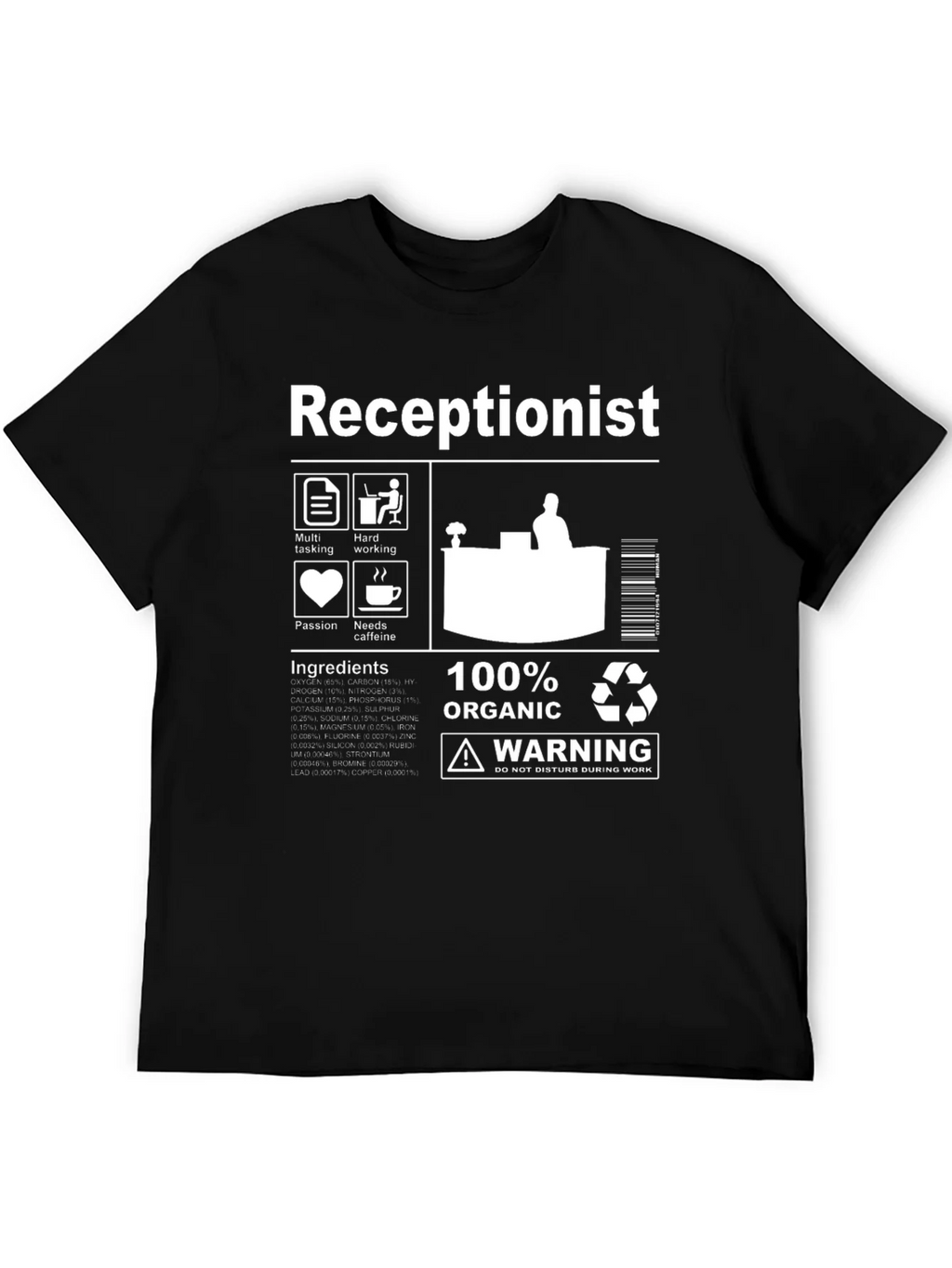 Receptionist Organic Ingredients T-Shirt product image 8