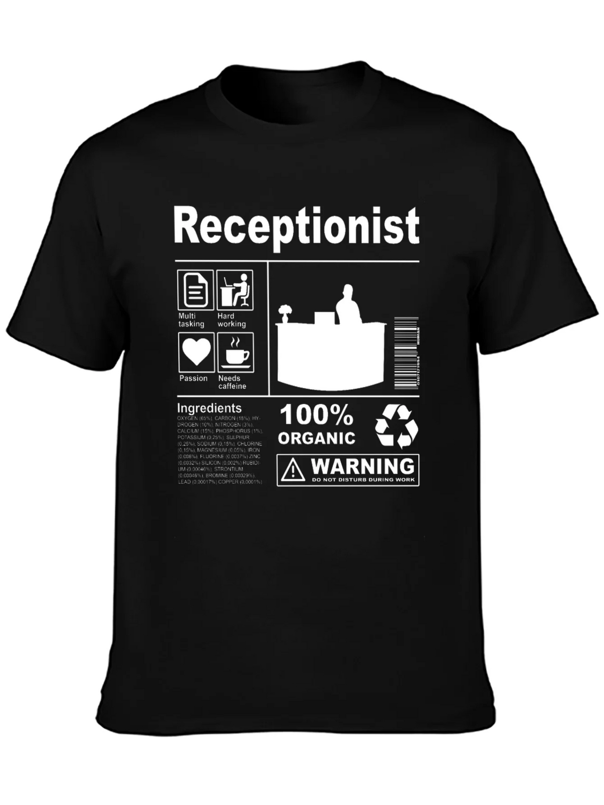 Receptionist Organic Ingredients T-Shirt product image 6