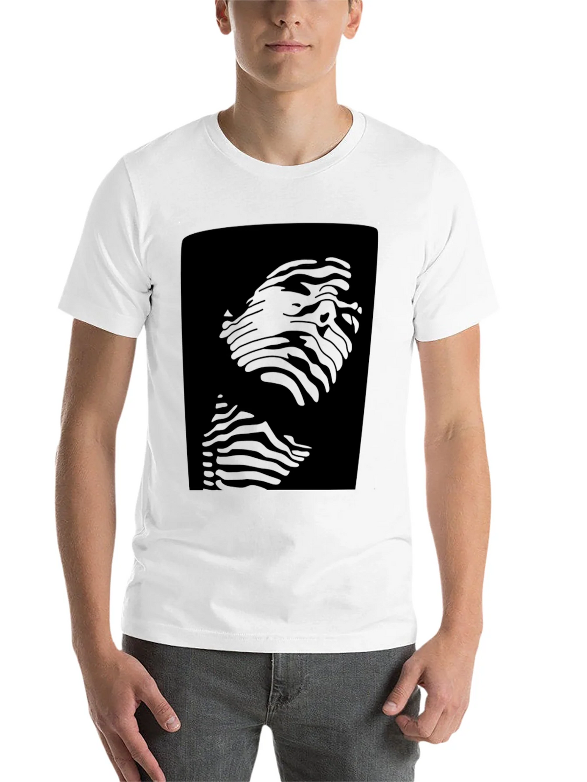 Abstract Striped Face Graphic Black T-Shirt product image 10