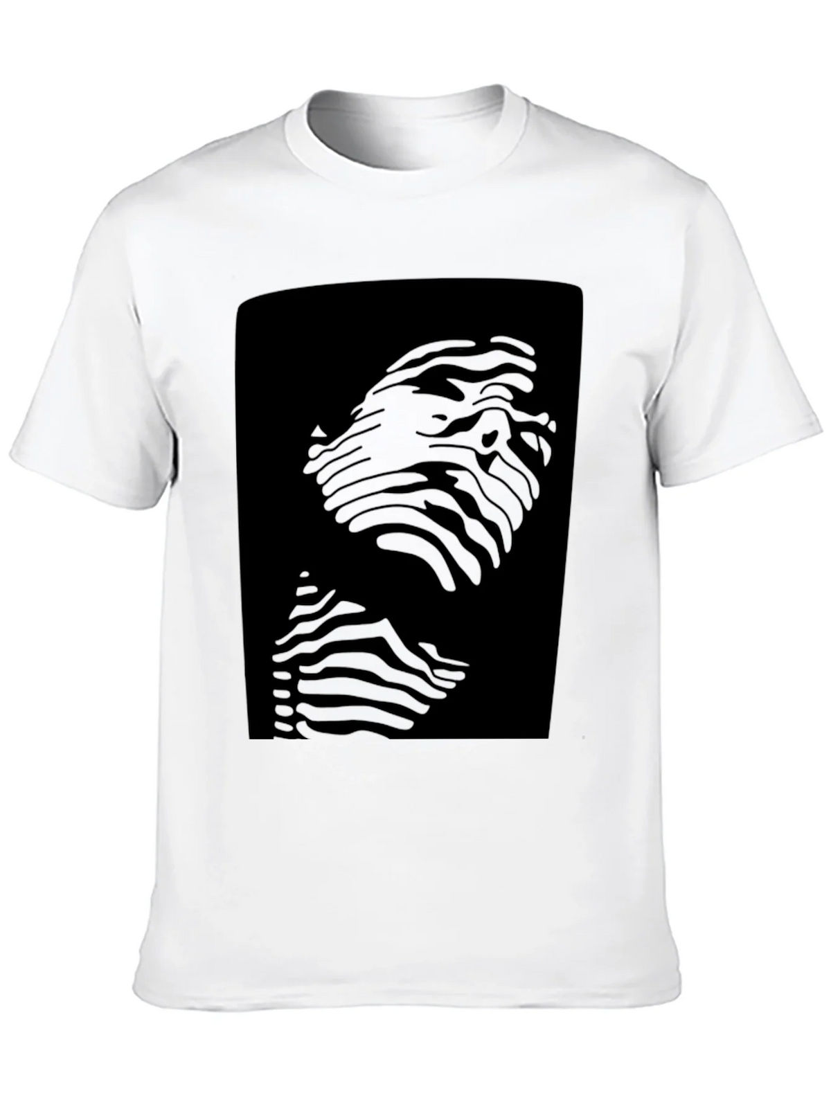 Abstract Striped Face Graphic Black T-Shirt product image 9