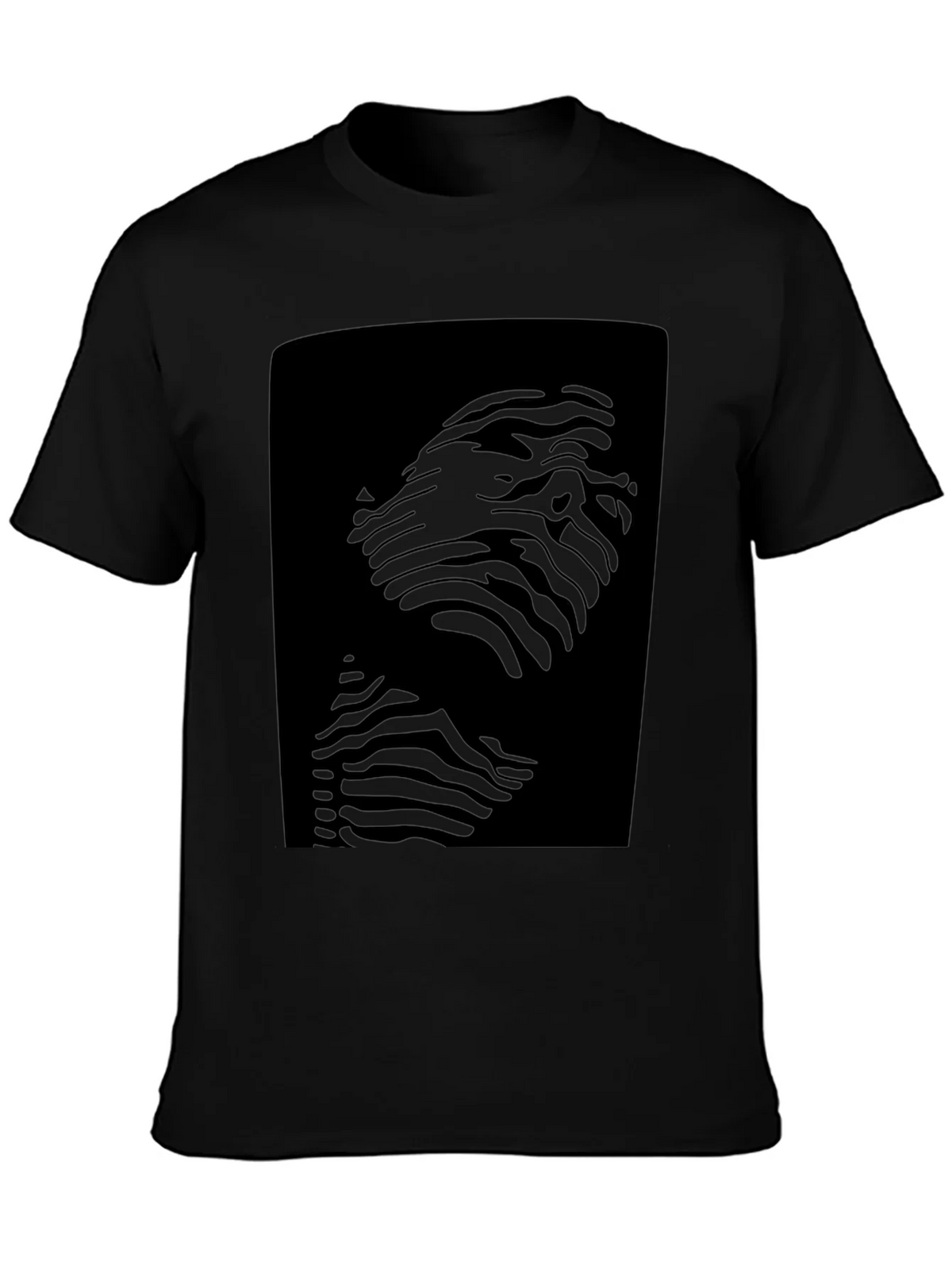 Abstract Striped Face Graphic Black T-Shirt product image 3