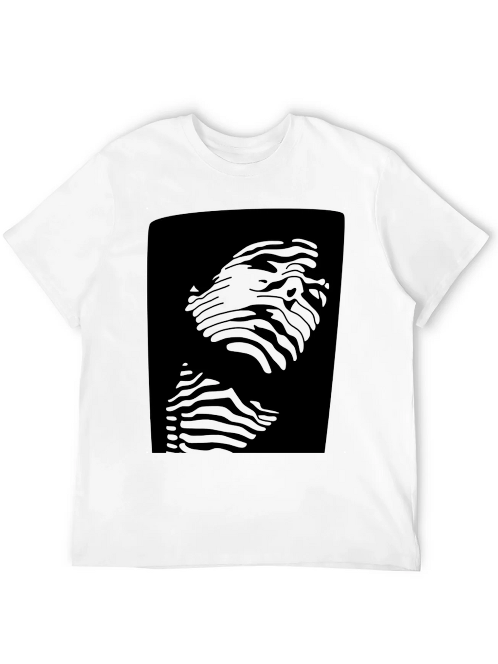 Abstract Striped Face Graphic Black T-Shirt product image 11