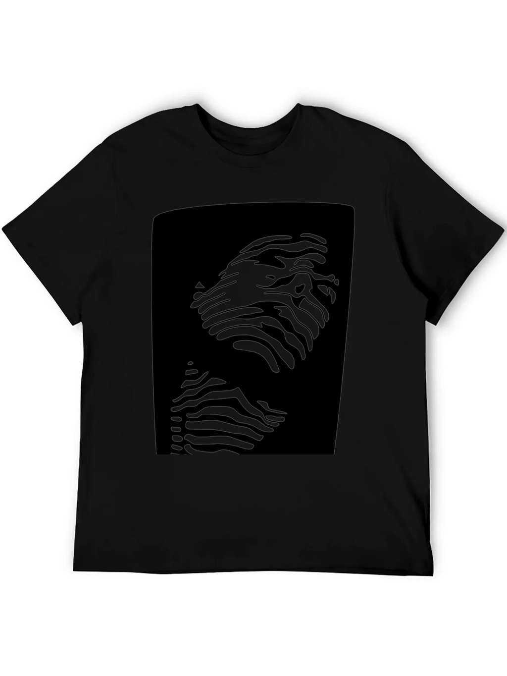 Abstract Striped Face Graphic Black T-Shirt product image 5