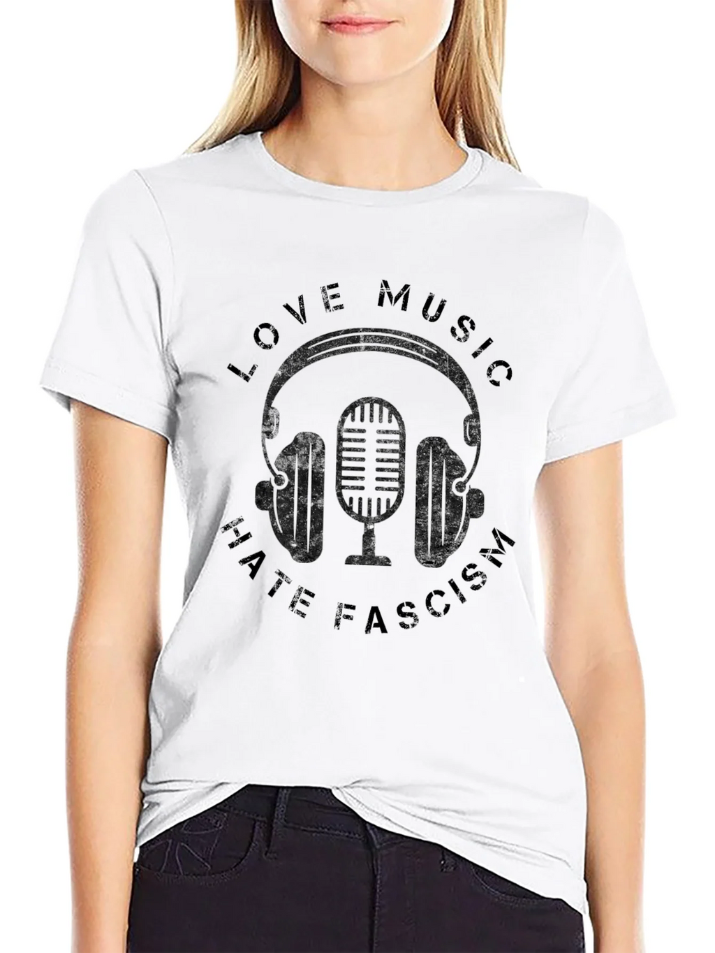 Love Music Hate Fascism Graphic T-Shirt product image 11
