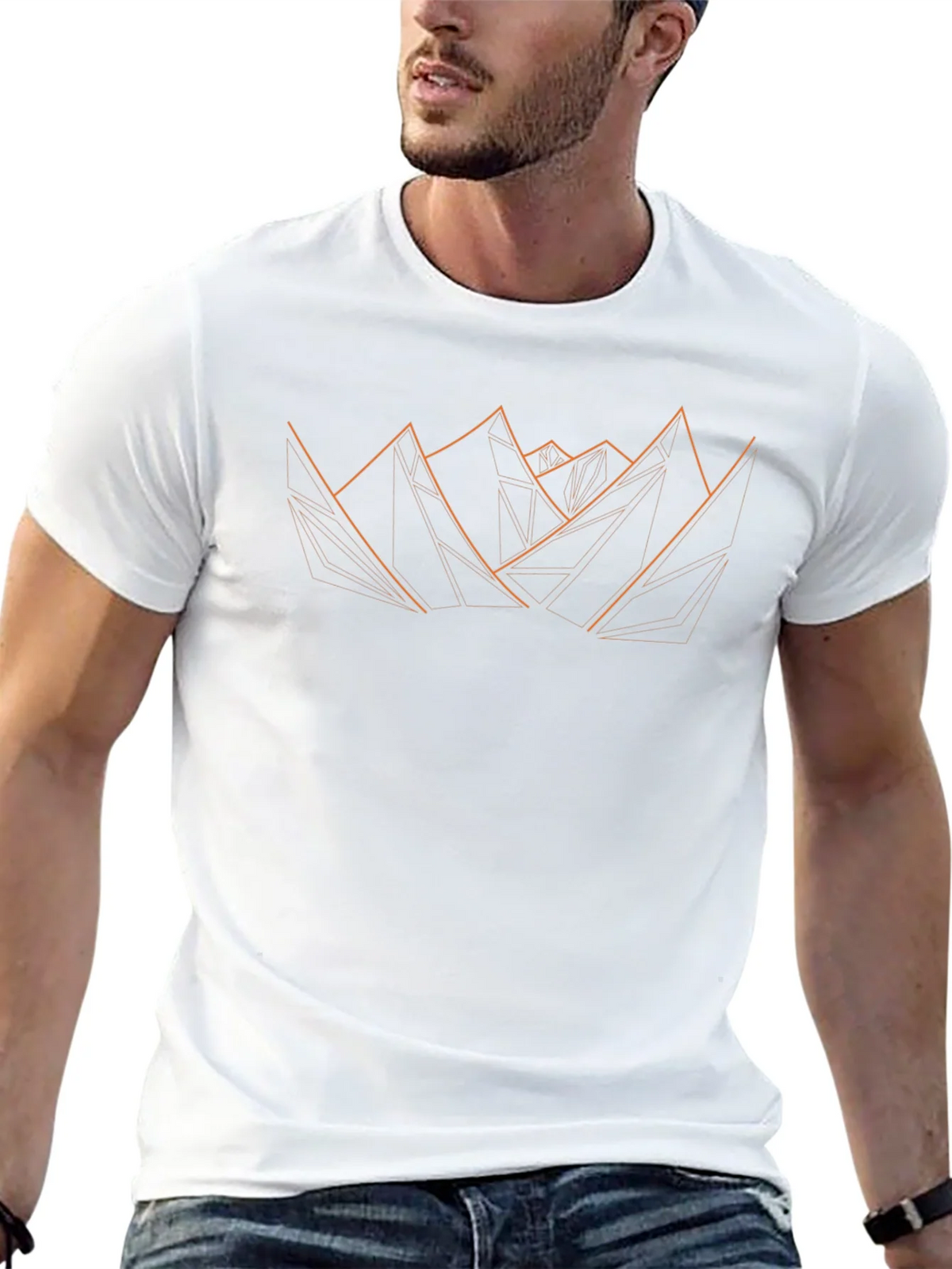 Geometric Mountain Graphic Tee - Modern Design Black product image 4