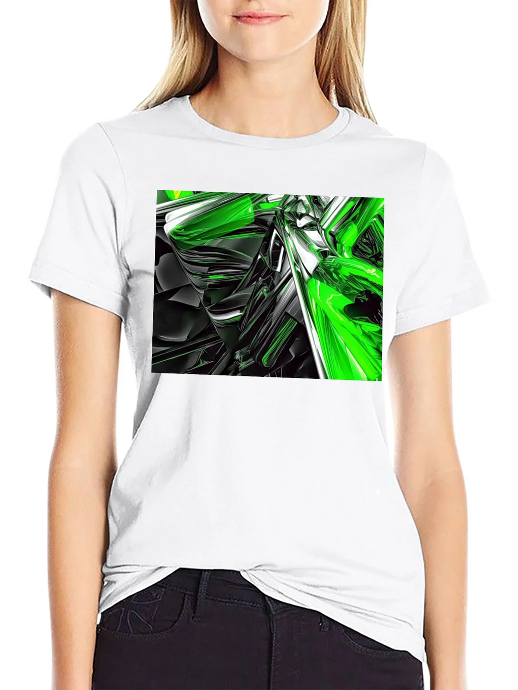 Abstract Green & Black Graphic T-Shirt product image 11