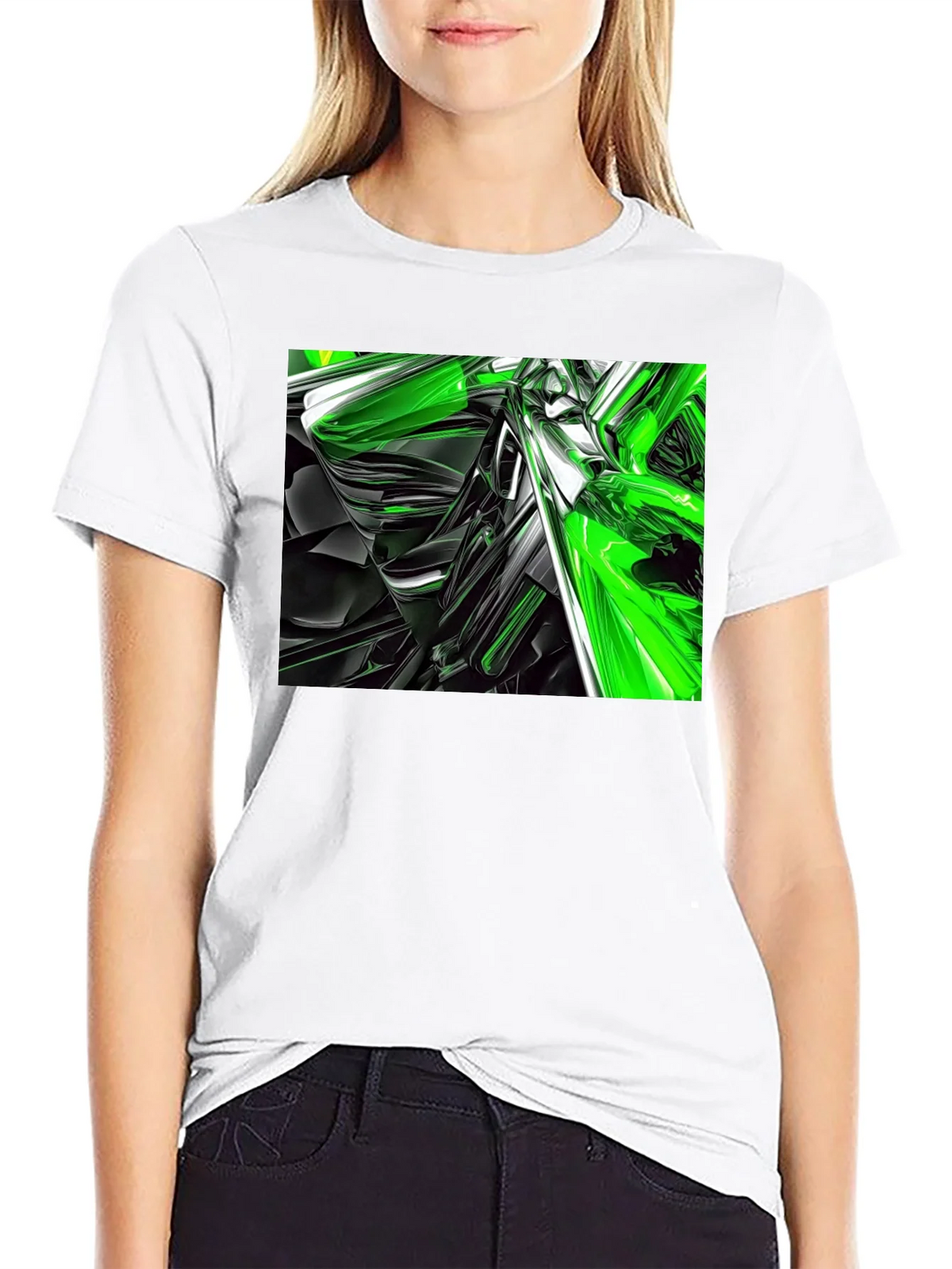 Abstract Green & Black Graphic T-Shirt product image 11