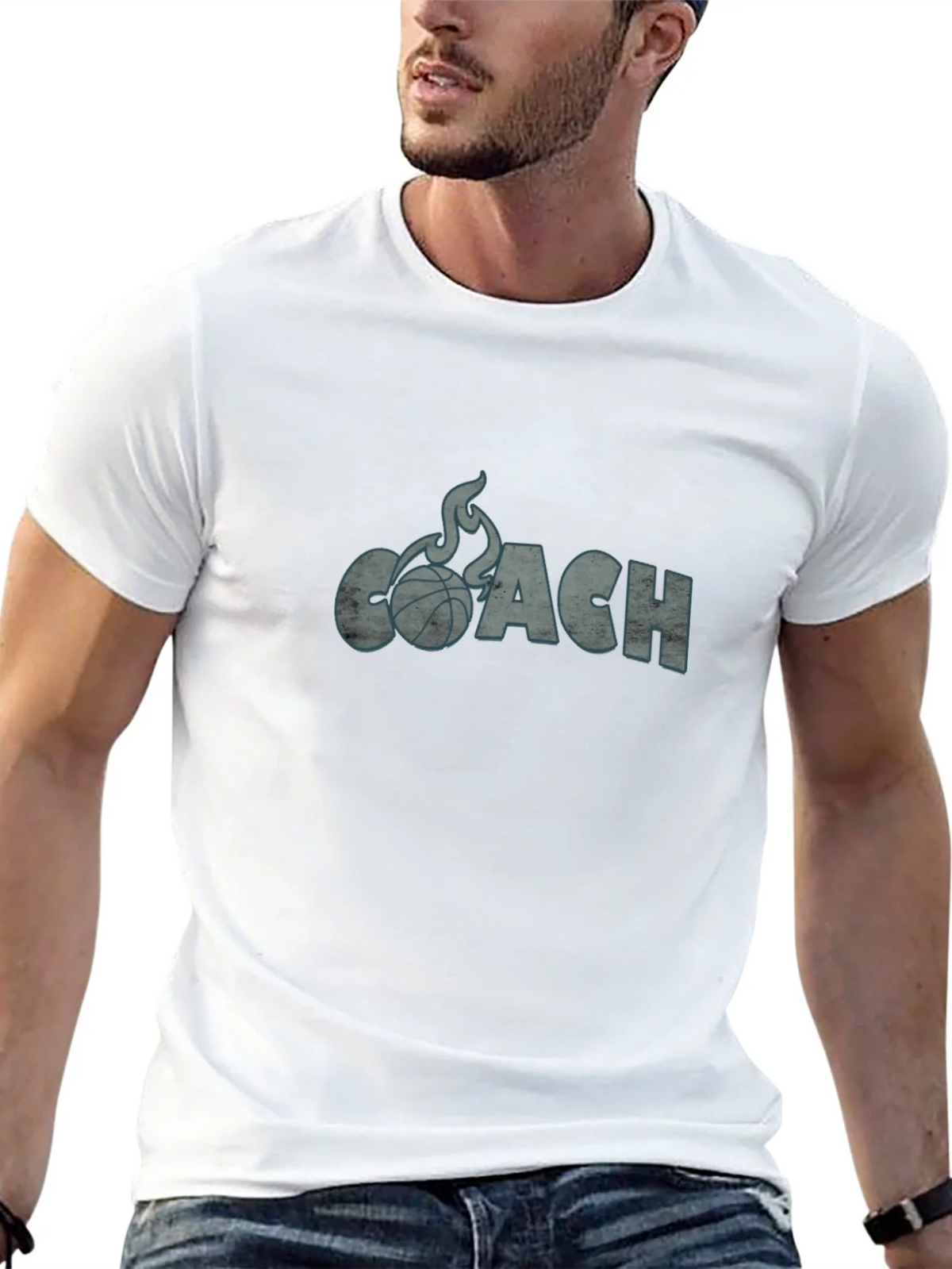 Basketball Coach Graphic Tee - Flaming Ball Design product image 4