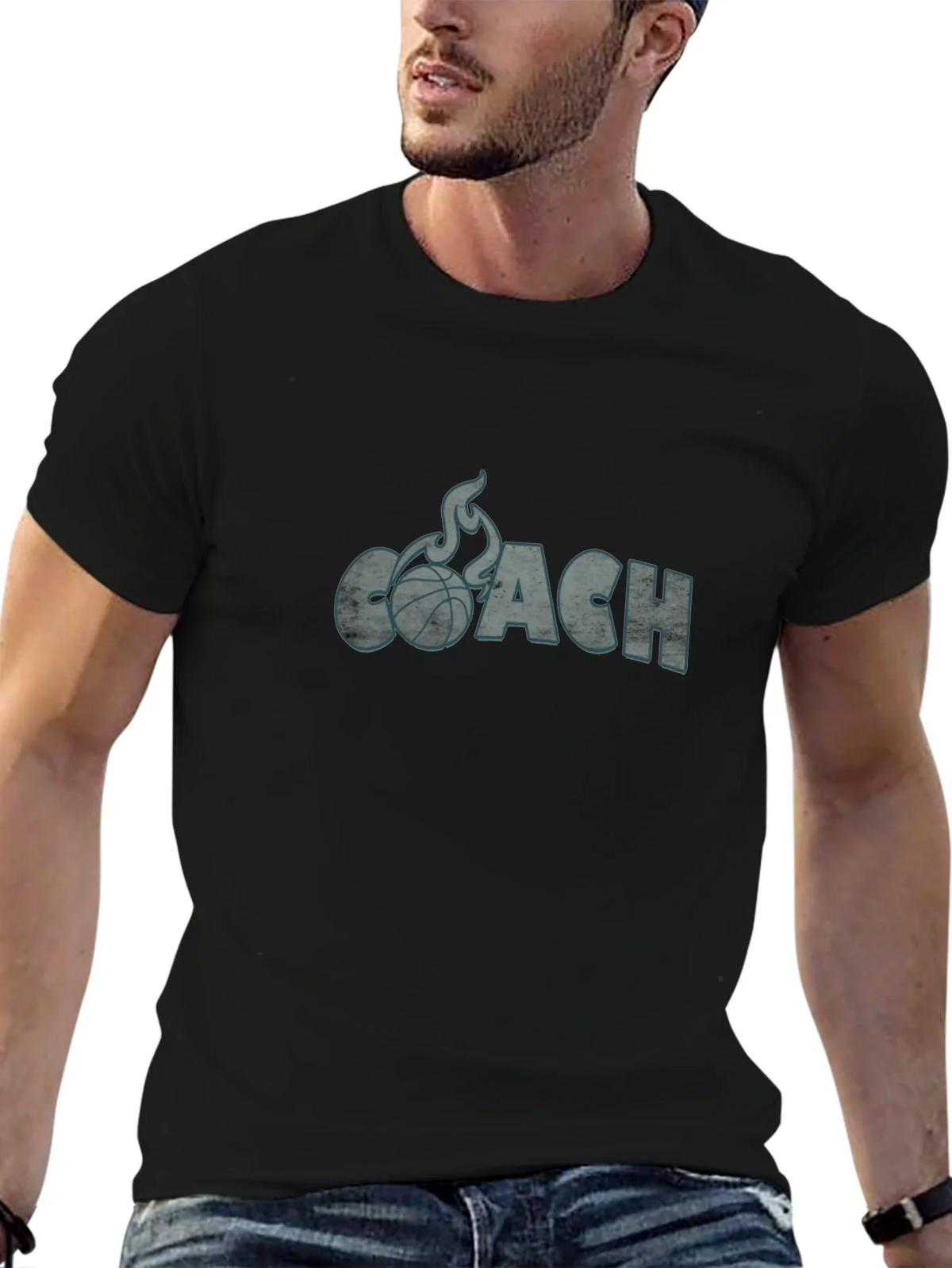 Basketball Coach Graphic Tee - Flaming Ball Design product image 9