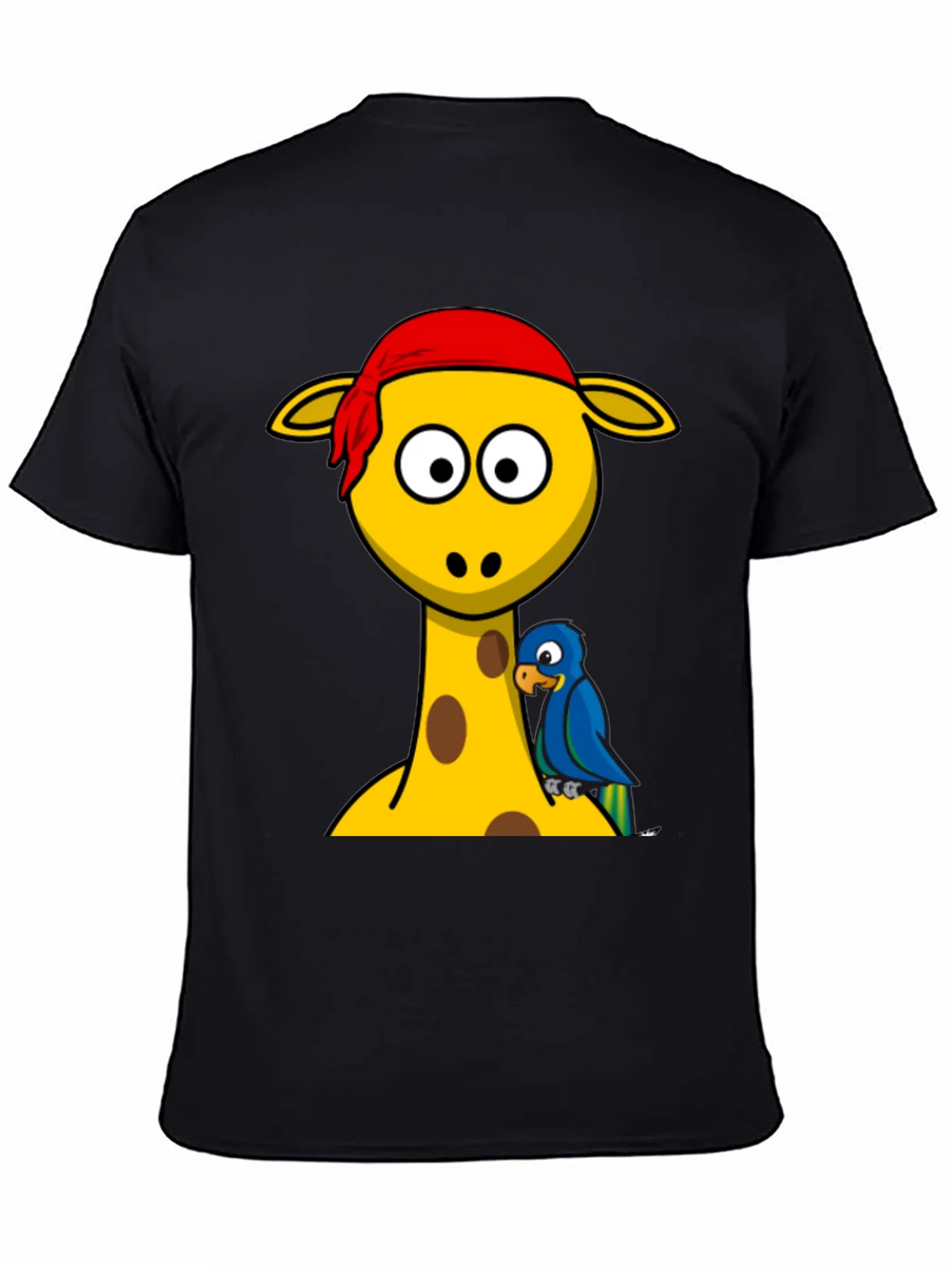 Giraffe Pirate Parrot Graphic Tee - Black Cotton T-Shirt product image 6