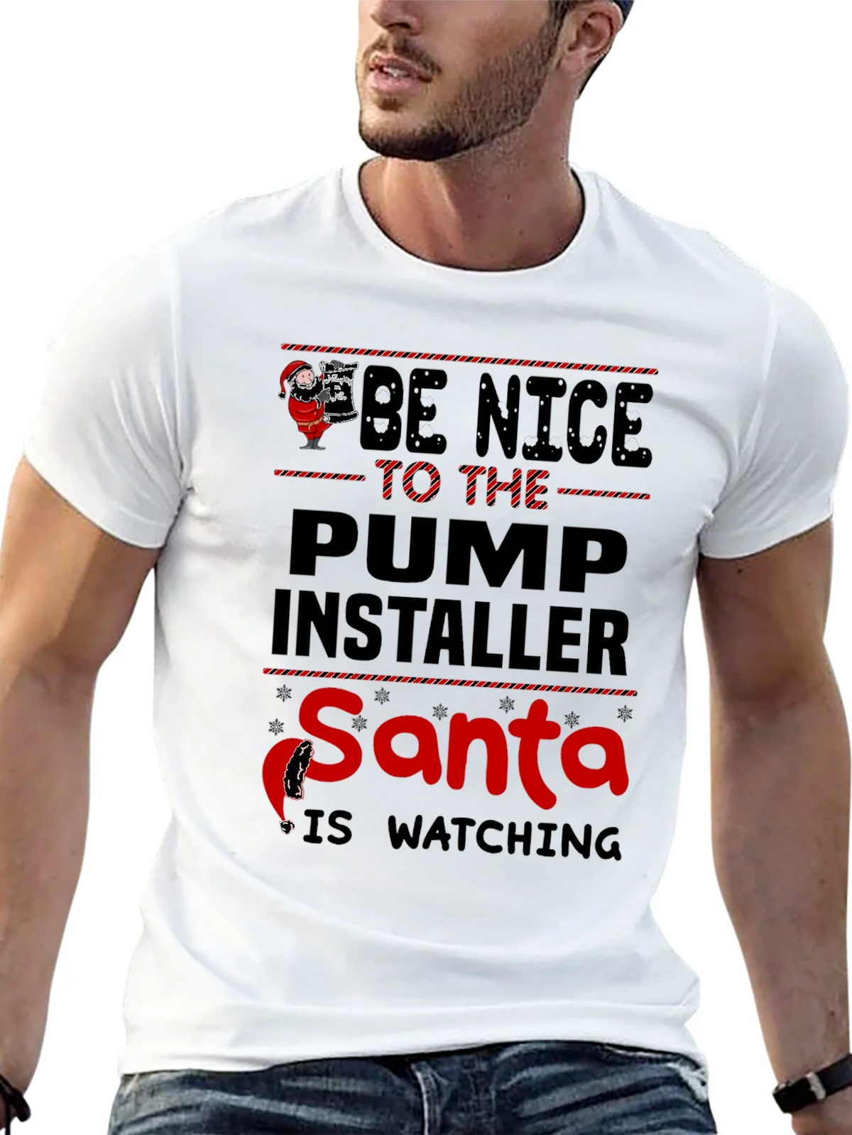 Funny Santa Pump Installer T-Shirt product image 4