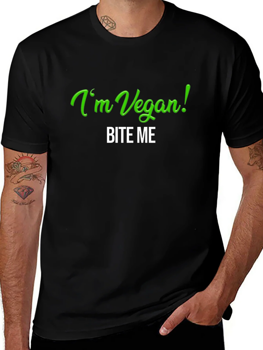 Vegan Bite Me T-Shirt - Black Tee product image 1