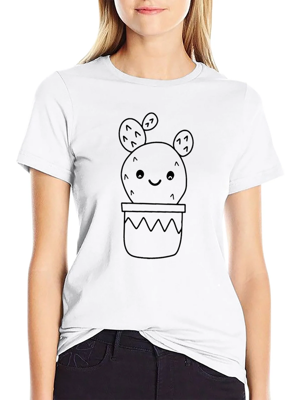 Cute Cactus Tee - Black Cotton Graphic T-Shirt product image 11