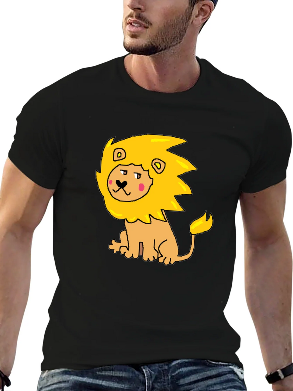 Cartoon Lion Graphic Tee - Mens Black T-Shirt product image 9