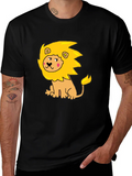 Cartoon Lion Graphic Tee - Mens Black T-Shirt product image 1