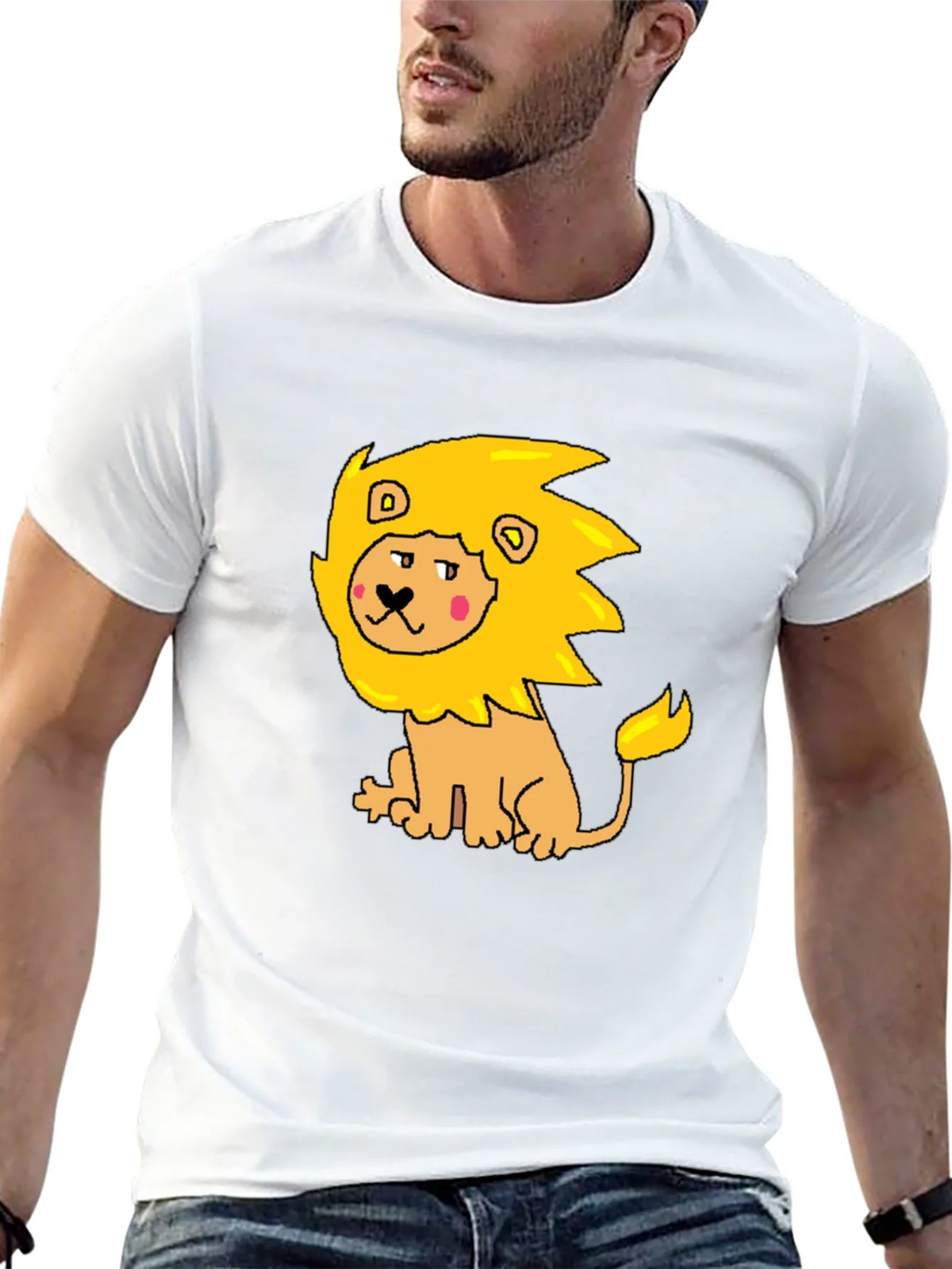 Cartoon Lion Graphic Tee - Mens Black T-Shirt product image 4