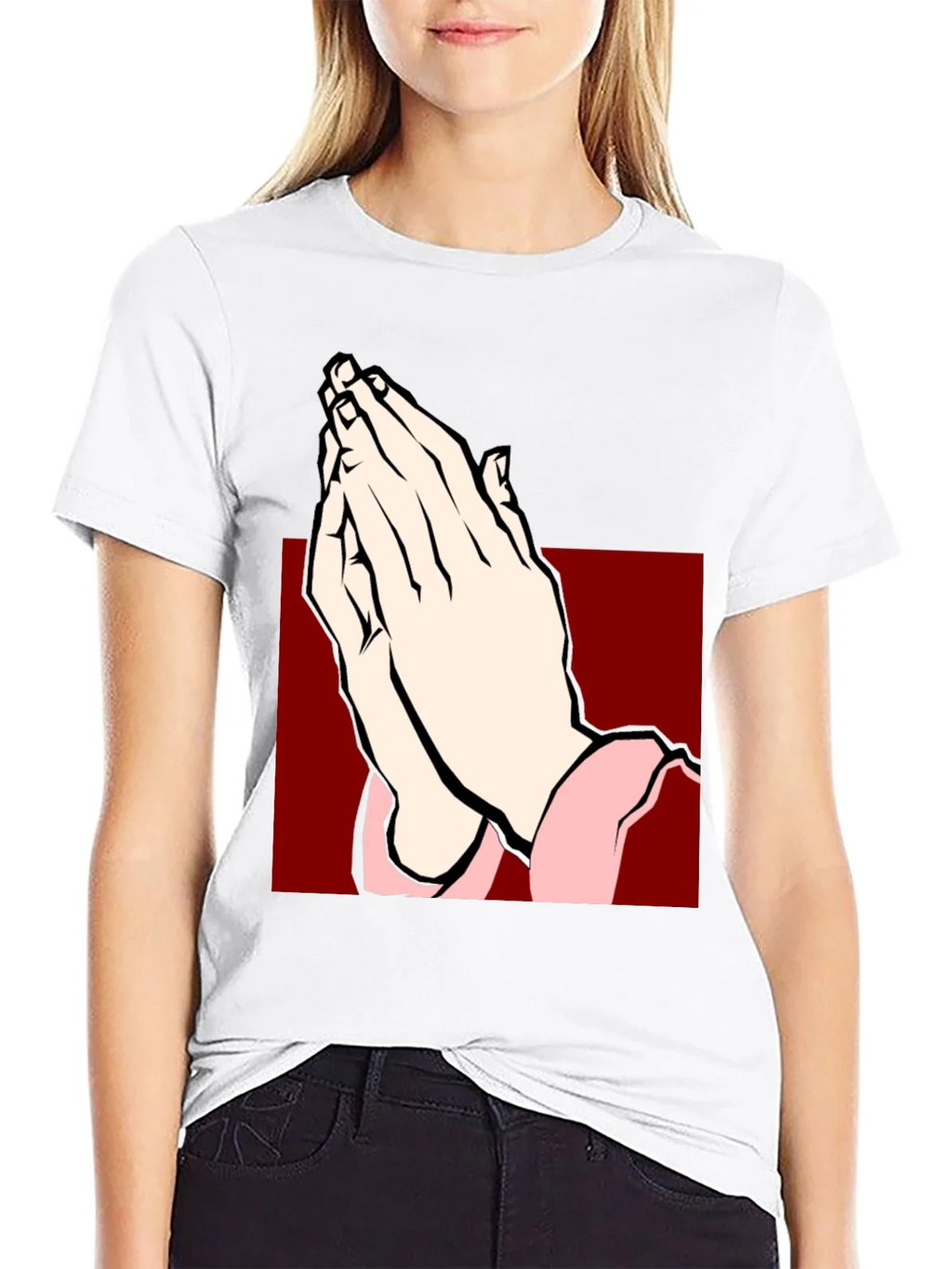 Praying Hands Graphic Tee - Black Cotton T-Shirt product image 11