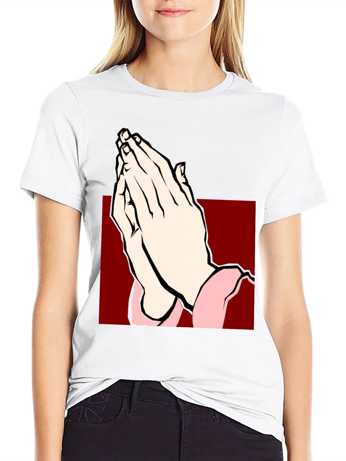 Praying Hands Graphic Tee - Black Cotton T-Shirt product image 11