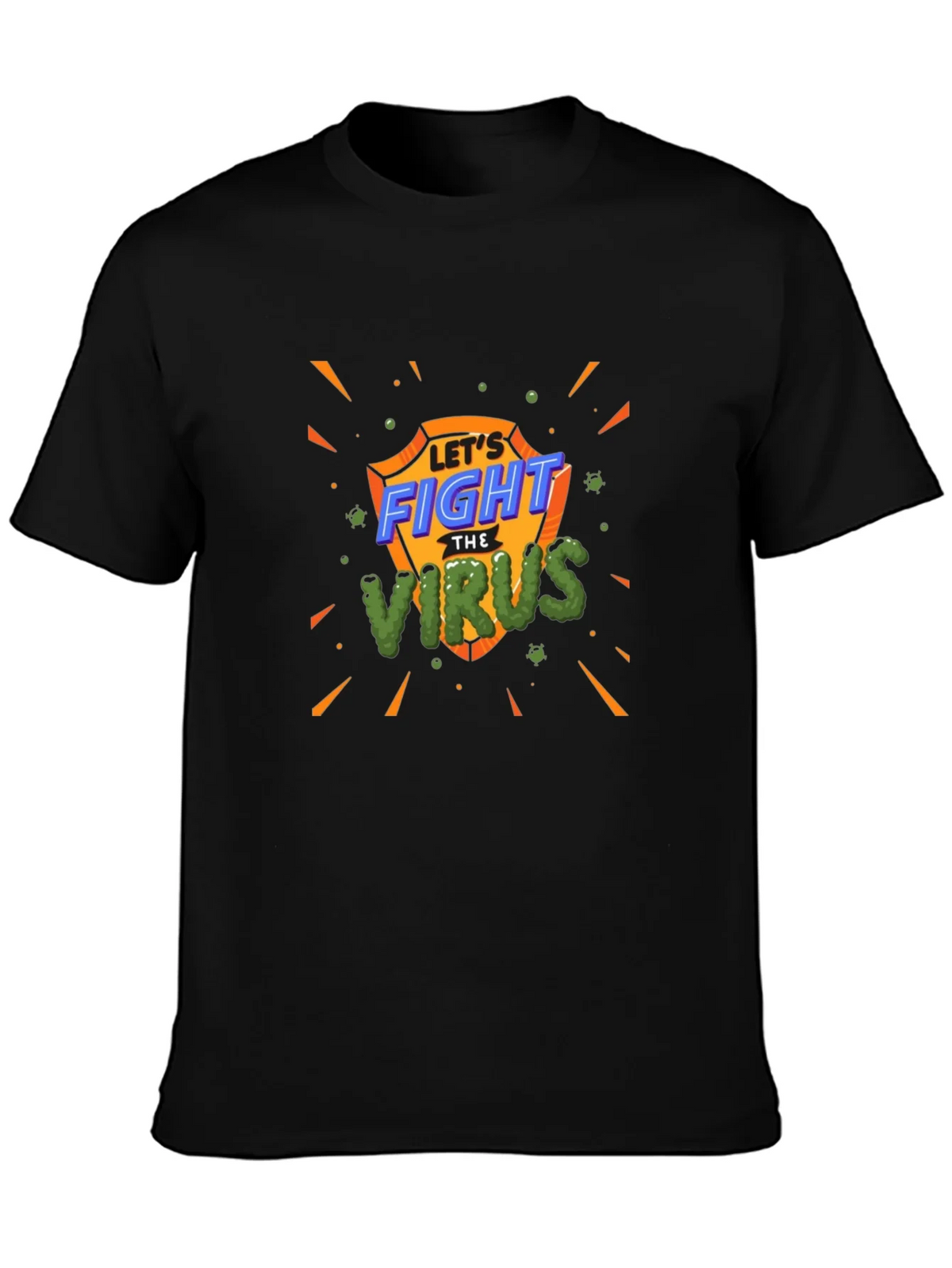Fight The Virus T-Shirt - Shield Design Black Tee product image 4