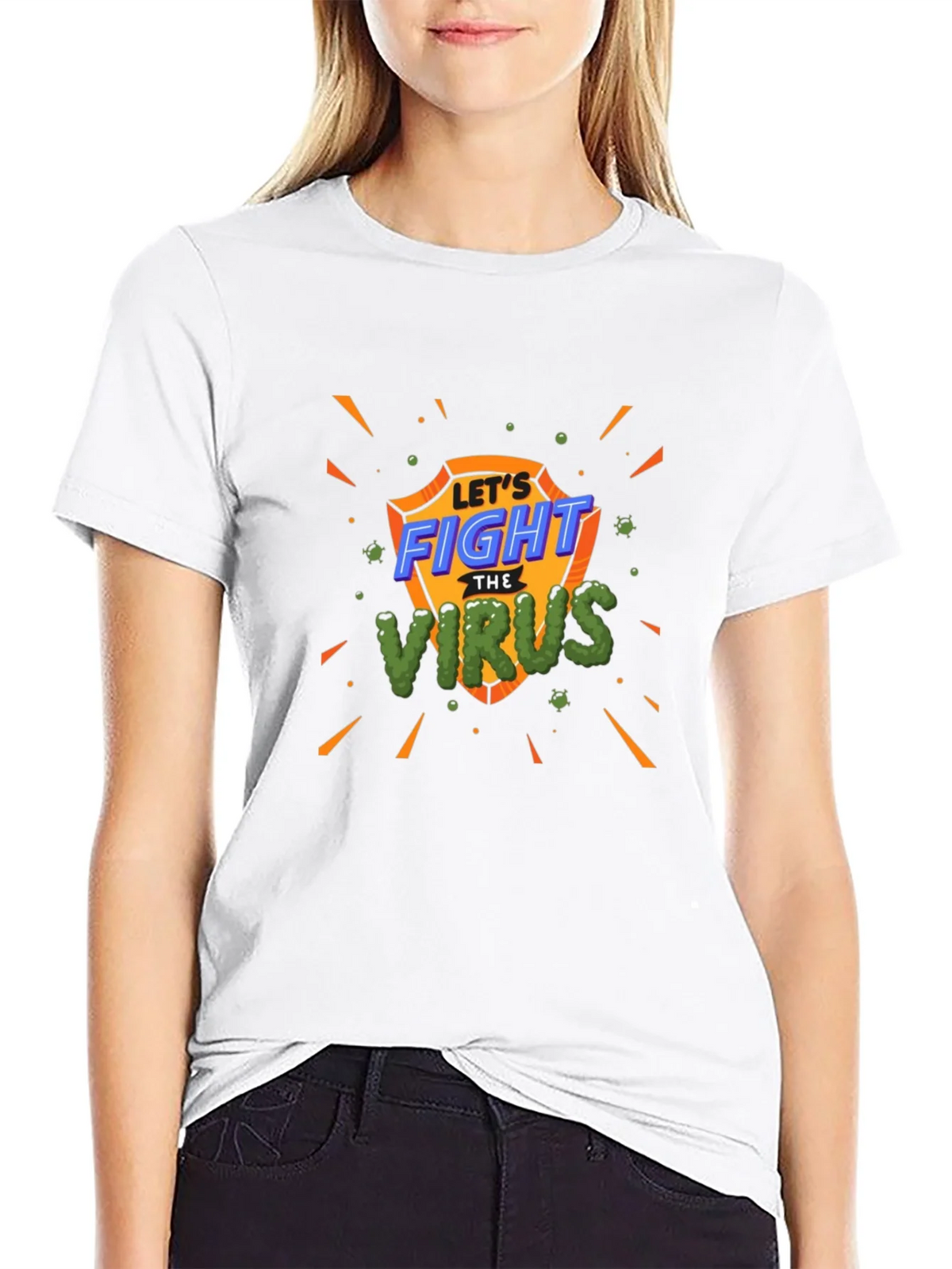 Fight The Virus T-Shirt - Shield Design Black Tee product image 8