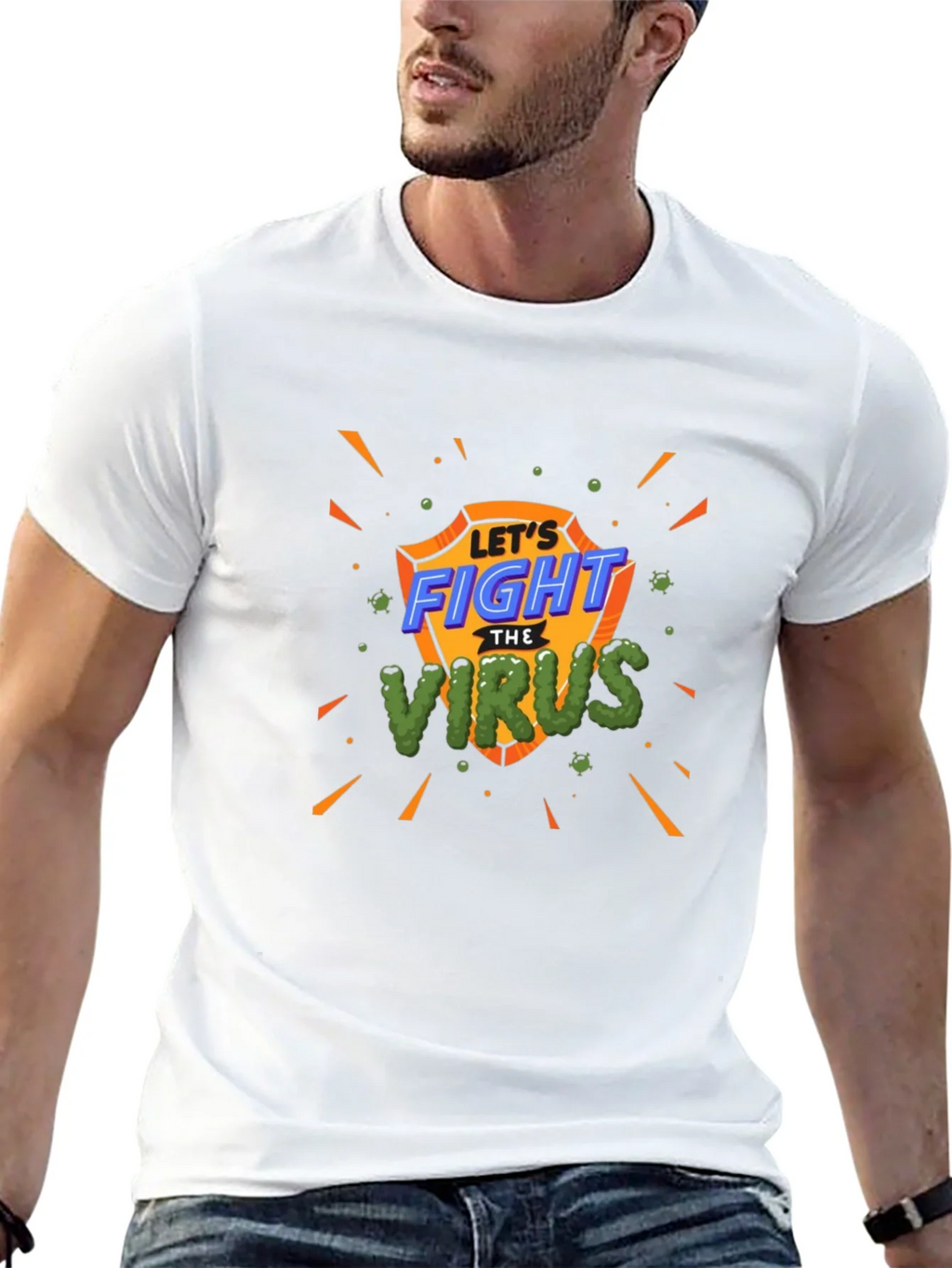 Fight The Virus T-Shirt - Shield Design Black Tee product image 3