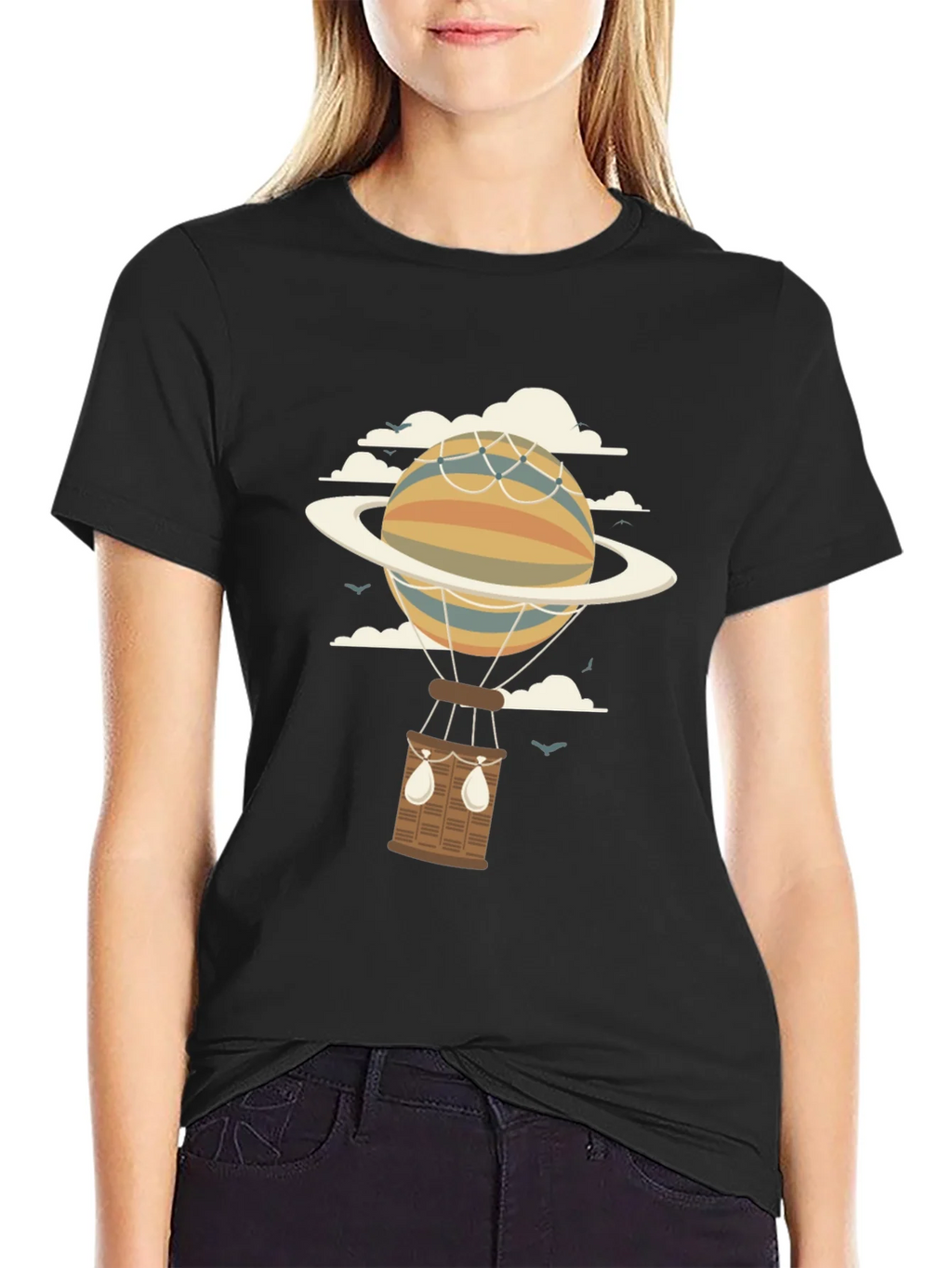Retro Planet Hot Air Balloon Graphic T-Shirt product image 5