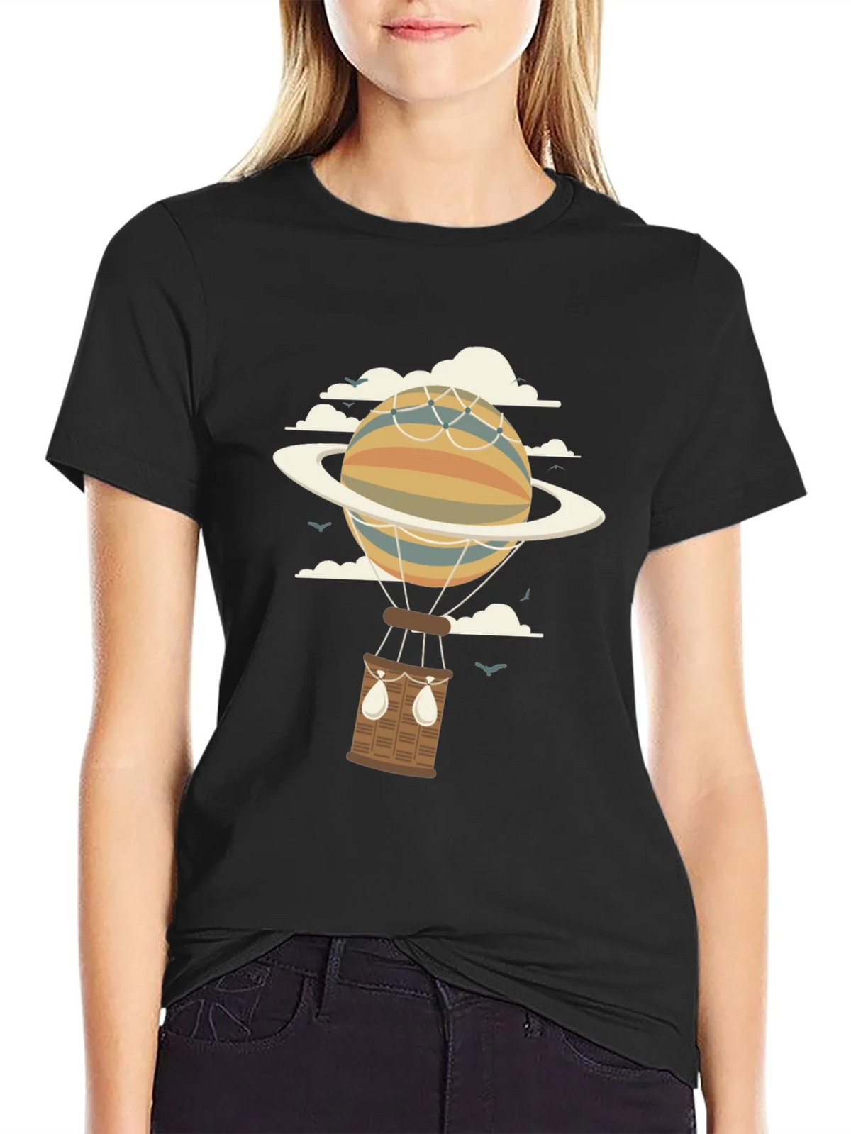 Retro Planet Hot Air Balloon Graphic T-Shirt product image 5