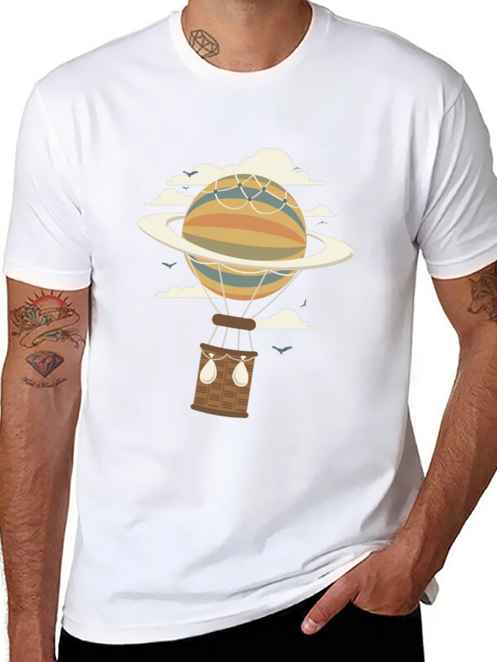 Retro Planet Hot Air Balloon Graphic T-Shirt product image 10