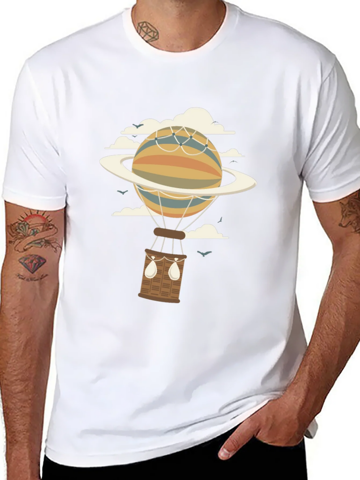 Retro Planet Hot Air Balloon Graphic T-Shirt product image 10