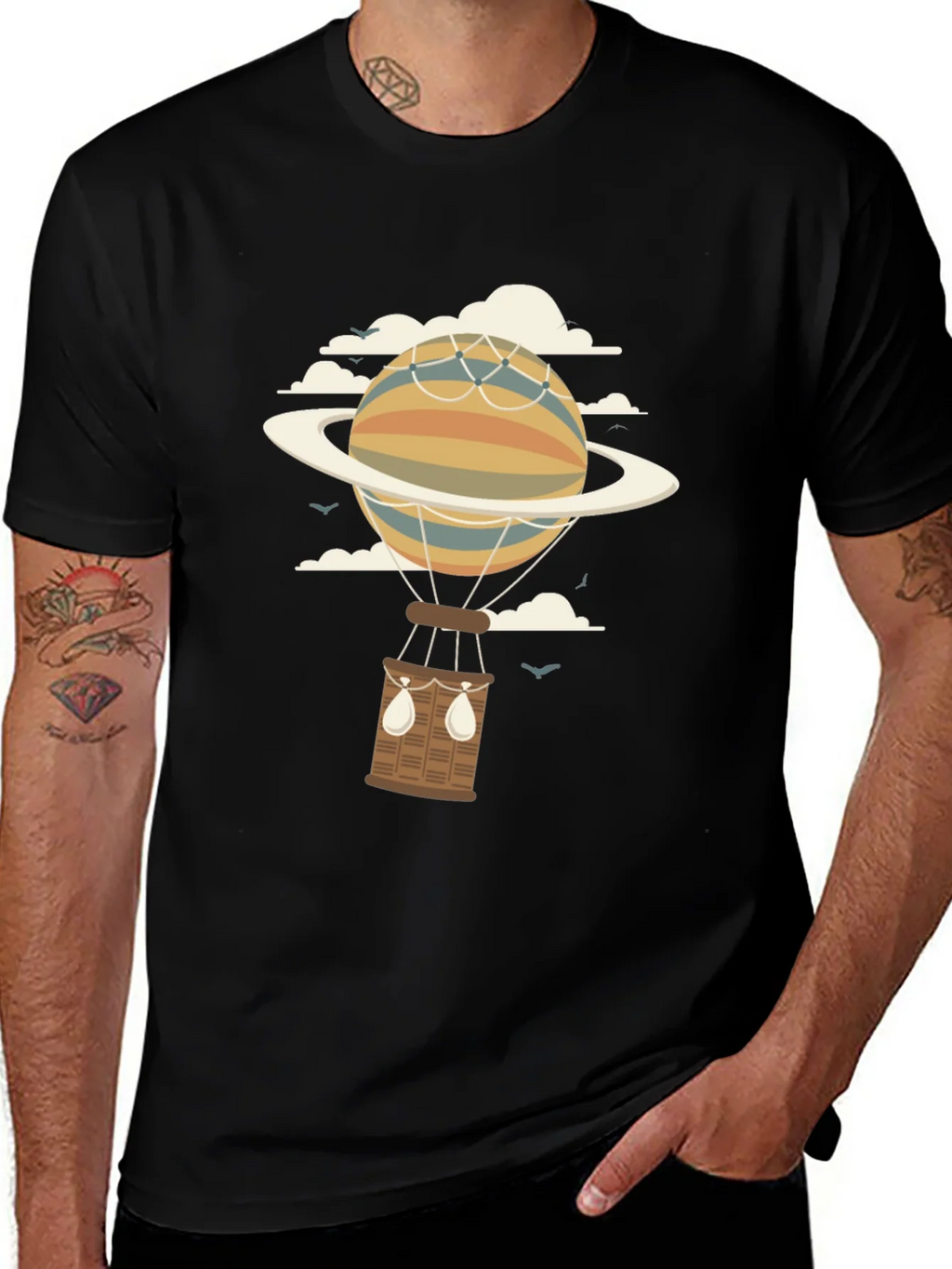 Retro Planet Hot Air Balloon Graphic T-Shirt product image 1