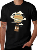 Retro Planet Hot Air Balloon Graphic T-Shirt product image 1