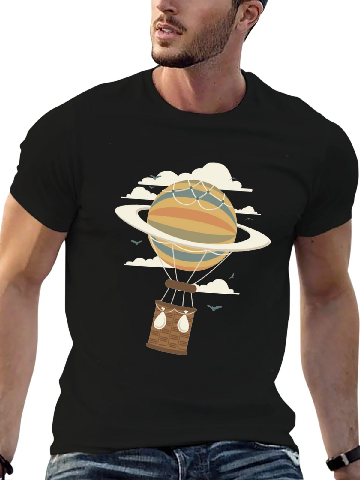 Retro Planet Hot Air Balloon Graphic T-Shirt product image 9