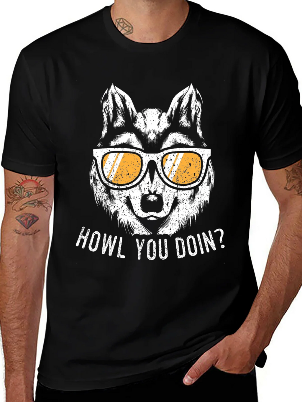 Howl You Doin Wolf Graphic Tee - Mens Black T-Shirt product image 1